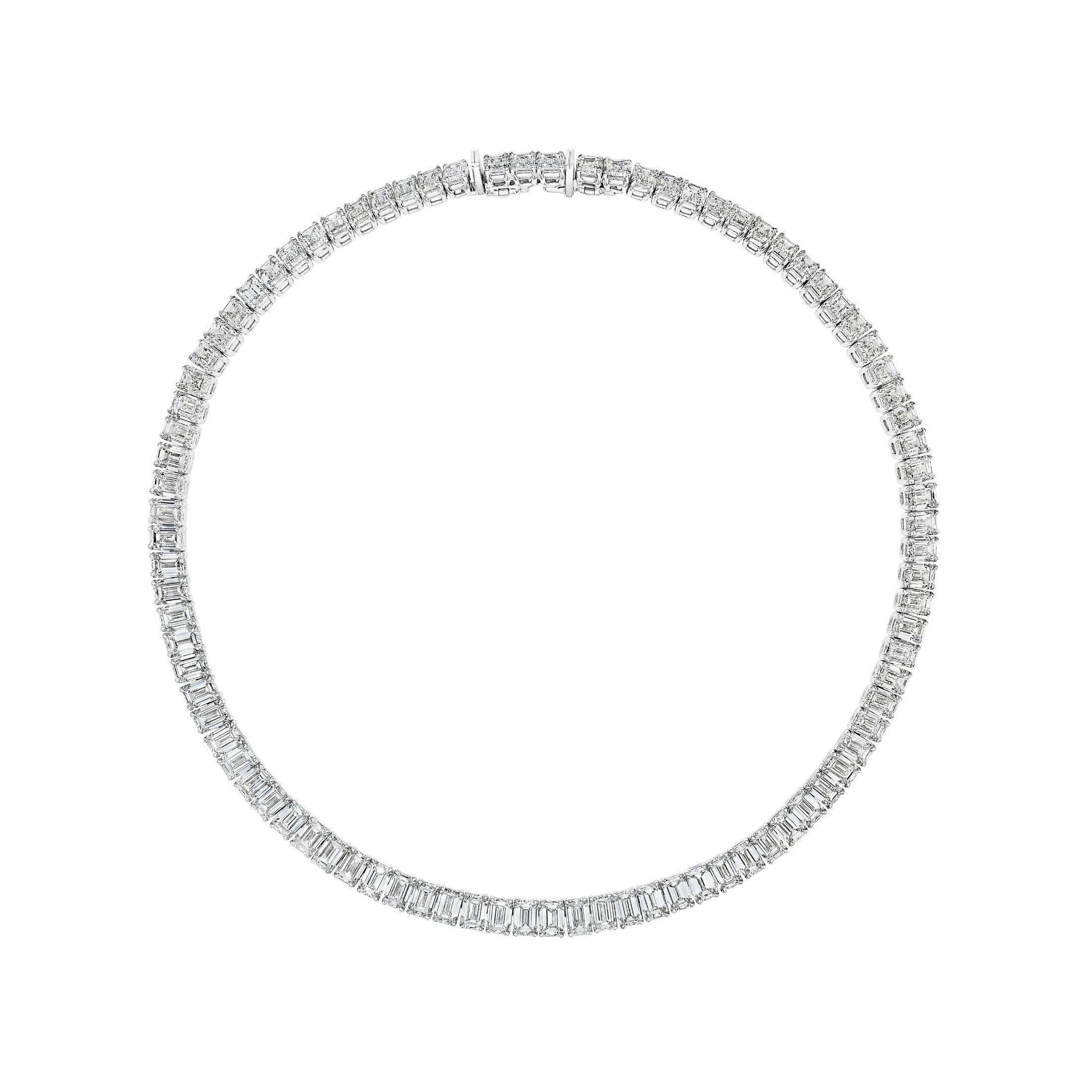 Isla 80.81 Carat Diamond Necklace in 18K White Gold full circular view