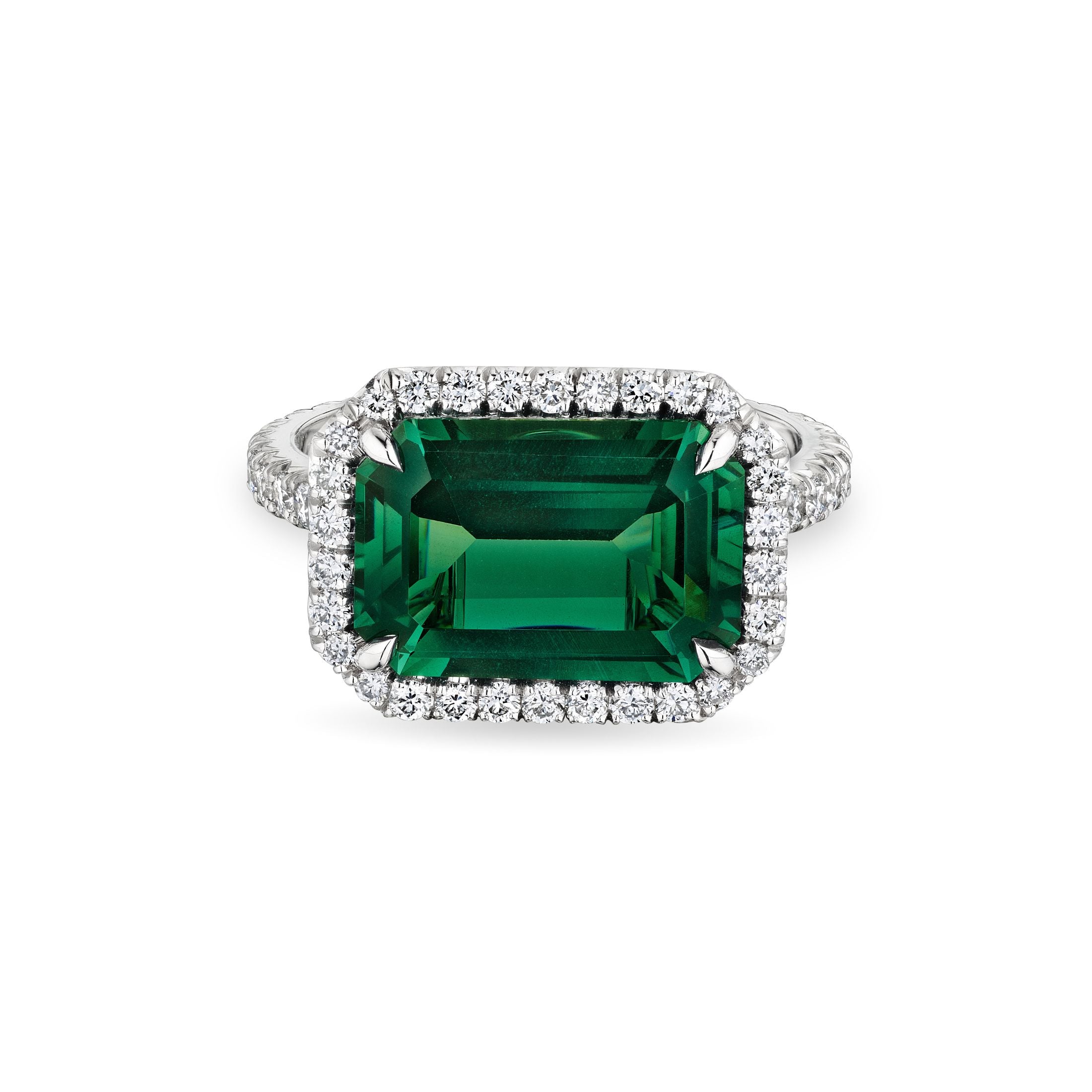 Jellia 4.05 Green Tourmaline & Diamond Ring in Platinum Leviev Rings Diamond, Diamond & Platinum, Diamond & Platinum Ring, Diamond Halo Ring, Diamond Ring, Diamond Statement Ring, Emerald Cut Tourmaline, Emerald Cut Tourmaline Ring, Emerald Halo Ring, Emerald Statement Ring, Everyday Jewelry, Everyday Luxury Jewelry, Fine Jewelry, Fine Jewelry Ring, Green, Green Tourmaline, Green Tourmaline & Diamond Ring, Green Tourmaline & Diamonds, Halo Diamond, Halo Ring, Leviev, Leviev Ring, Leviev Signatur