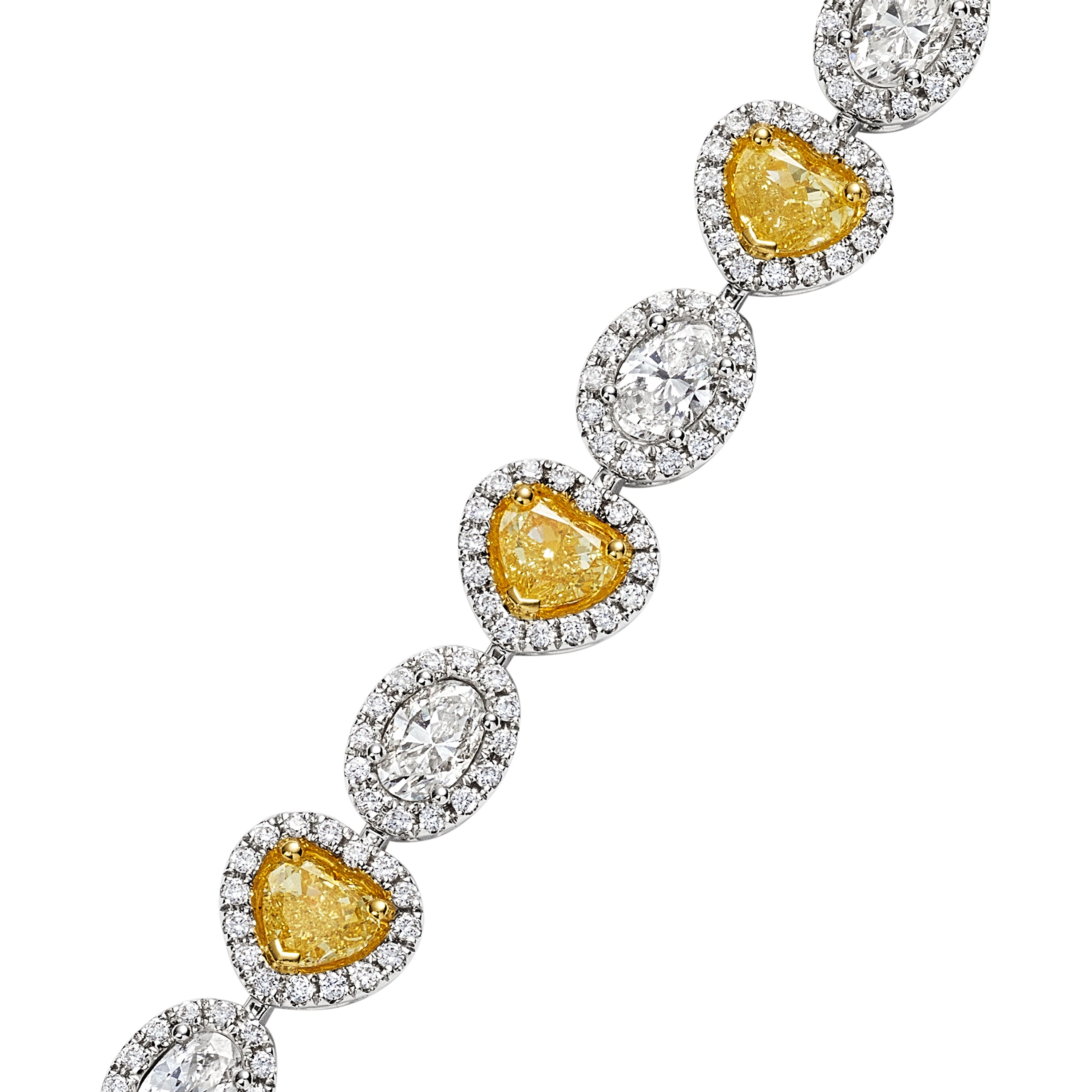 Heart Shaped Fancy Yellow Diamond Bracelet, 5.5 CT - LEVIEV