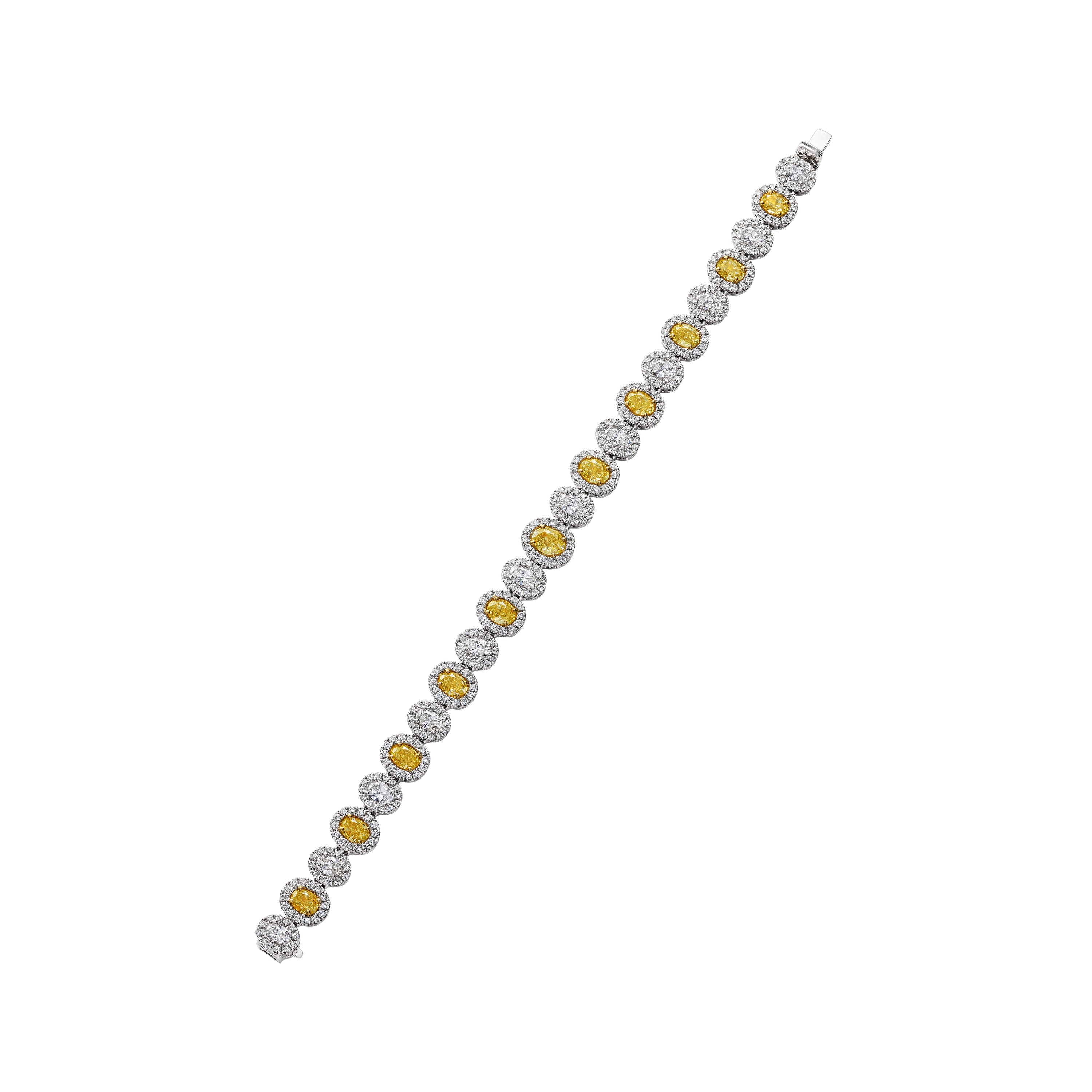 Oval Cut Fancy Yellow Diamond Bracelet, 6 CT