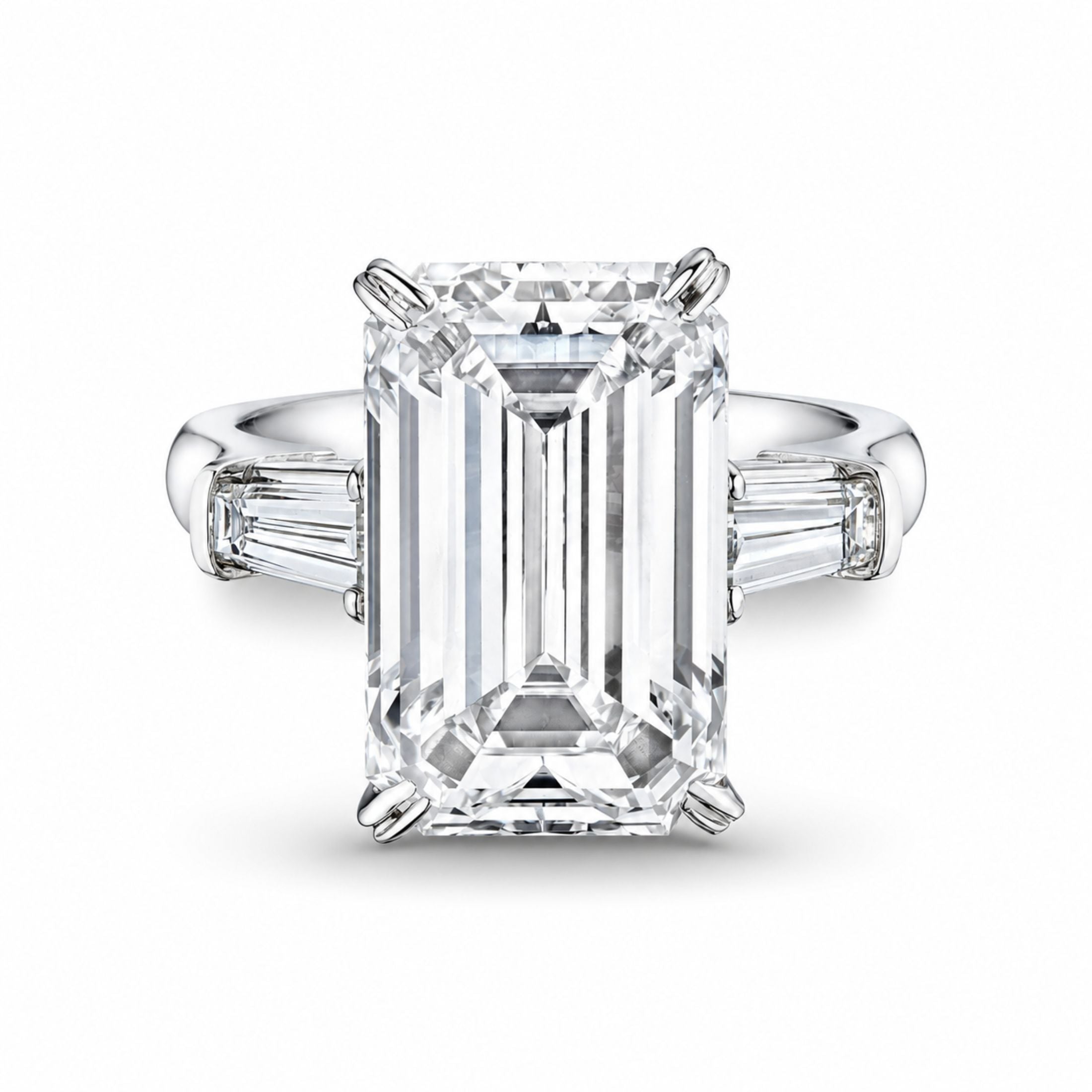 Keystone 7.54 Carat Emerald Cut Diamond Ring in Platinum