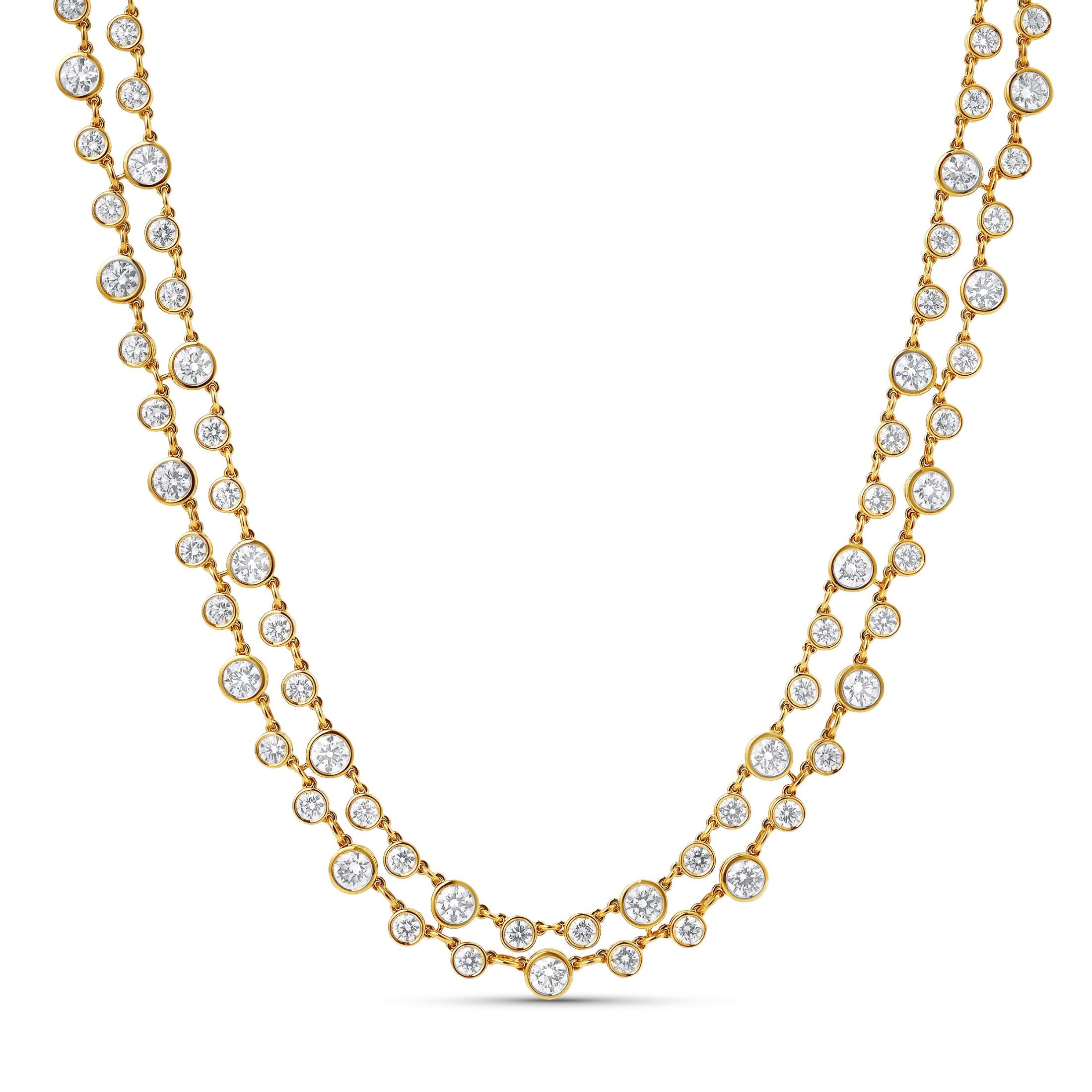 Krauseln 14.33 Carat Diamond Necklace in 18K Gold Leviev Necklaces 18K, 18k Gold, 18k Gold Necklace, Diamond Necklace, Everyday Luxury Jewelry, Fine Jewelry, High Jewelry, Layered, Layered Necklace, Leviev, Leviev Necklace, Multilayer Necklace, Natural Diamond, Natural Diamonds, Necklaces, Statement Necklace, Women's Necklace, Yellow Gold, Yellow Gold & Diamond, Yellow Gold Necklace Leviev 
