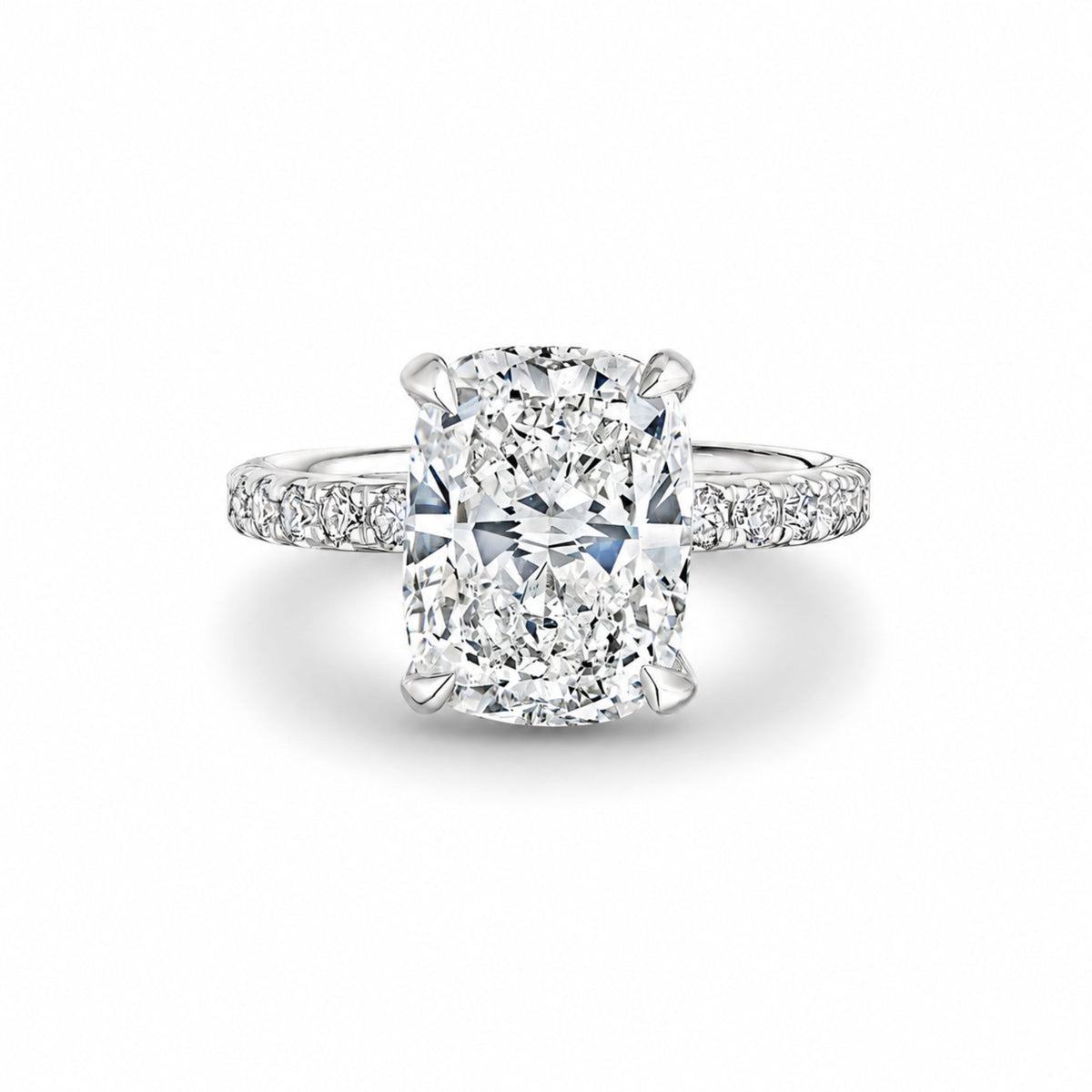 Lalique 4.81 Carat Cushion Cut Diamond Ring in 18K White Gold