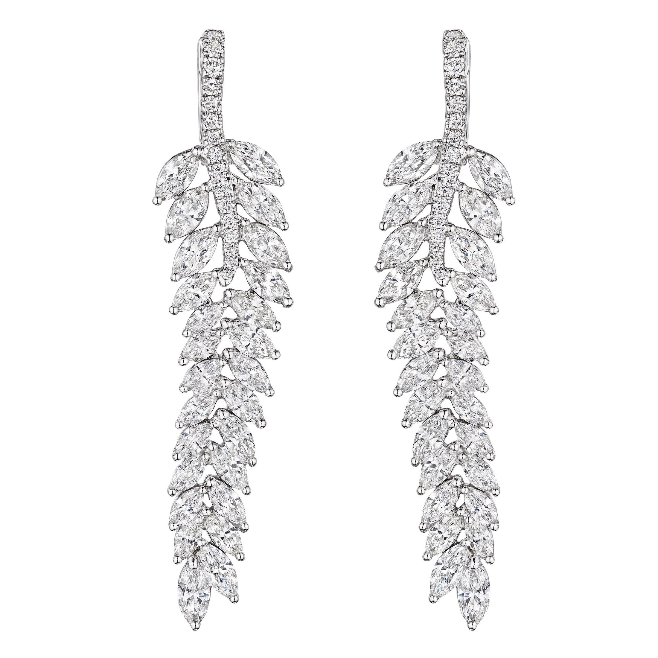 'Leaffall Cascade' Hinged Graduated Drop Earrings, 6 CT Leviev Earrings Earrings 'Leaffall Cascade' Hinged Graduated Drop Earrings, 6 CT Leviev Earrings Earrings