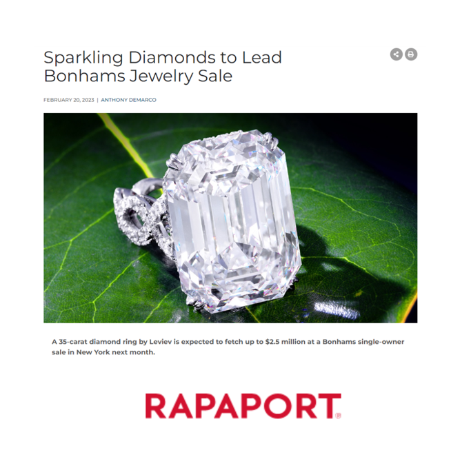 Sparkling Leviev Diamonds to Lead Bonhams Jewelry Sale