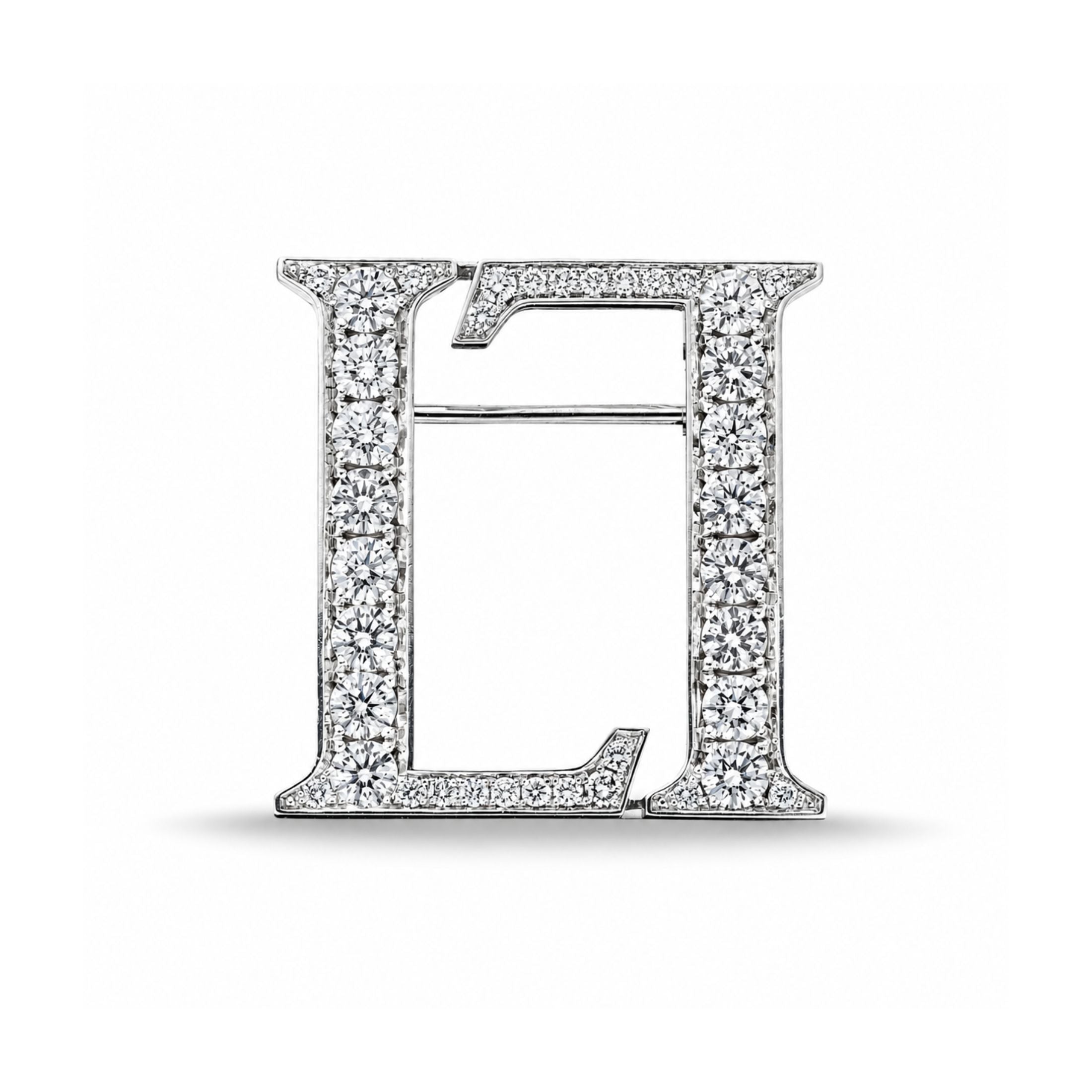 Leviev 1.68 carat diamond platinum L lapel pin front view