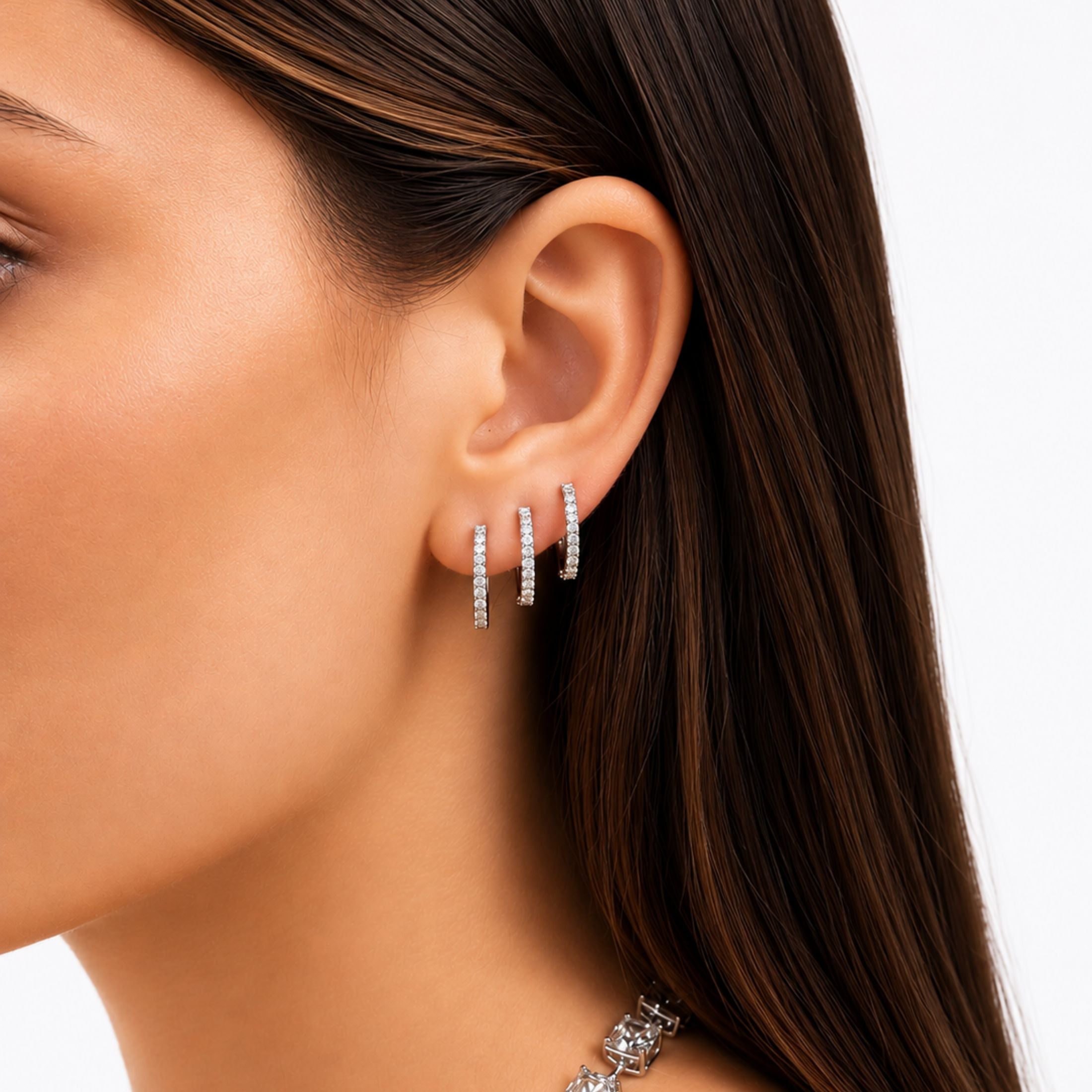 Bonded Triple Hoop Earring in 18K Gold