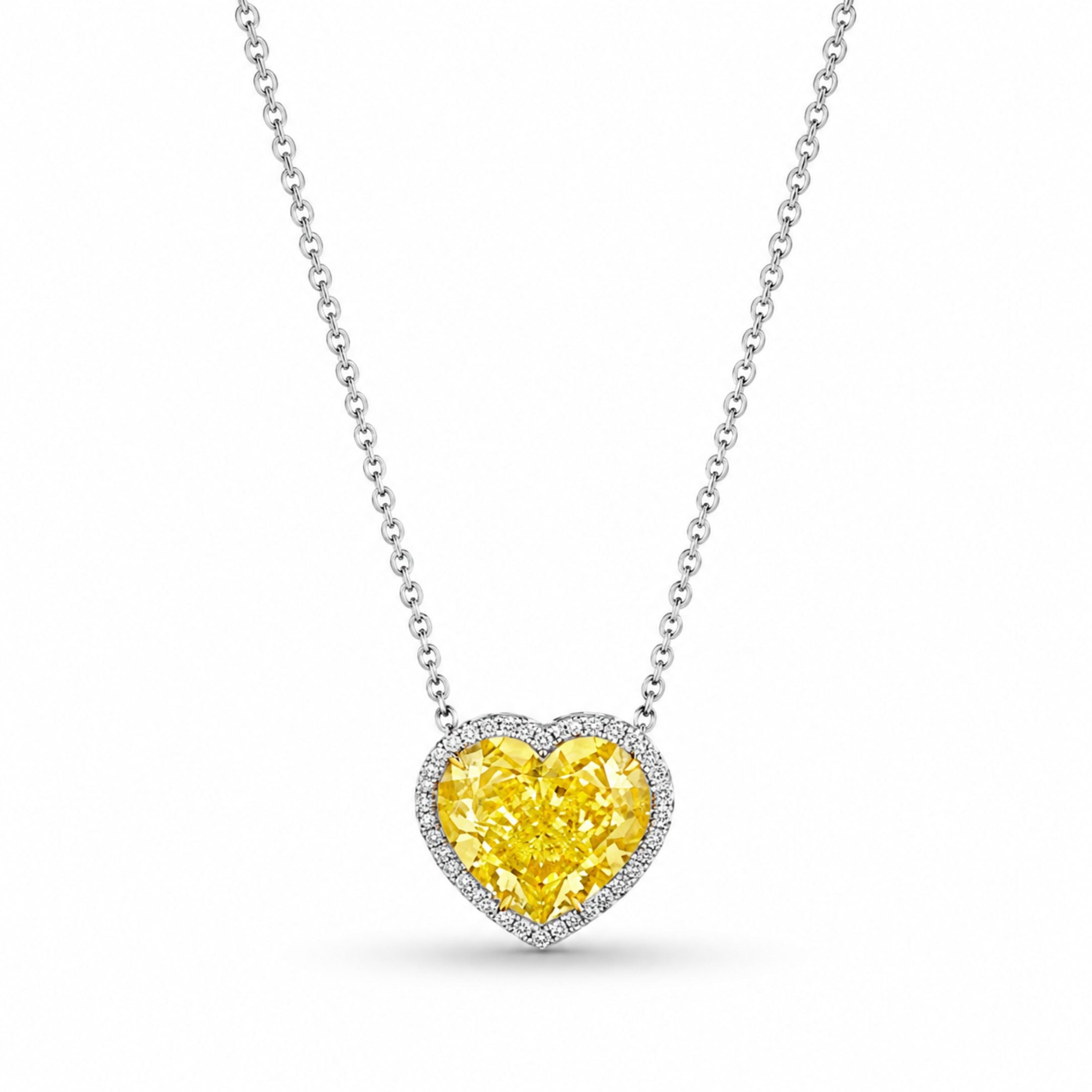 Lilin Heart 5.94 Carat Diamond Pendant Necklace in Platinum & 18K White Gold