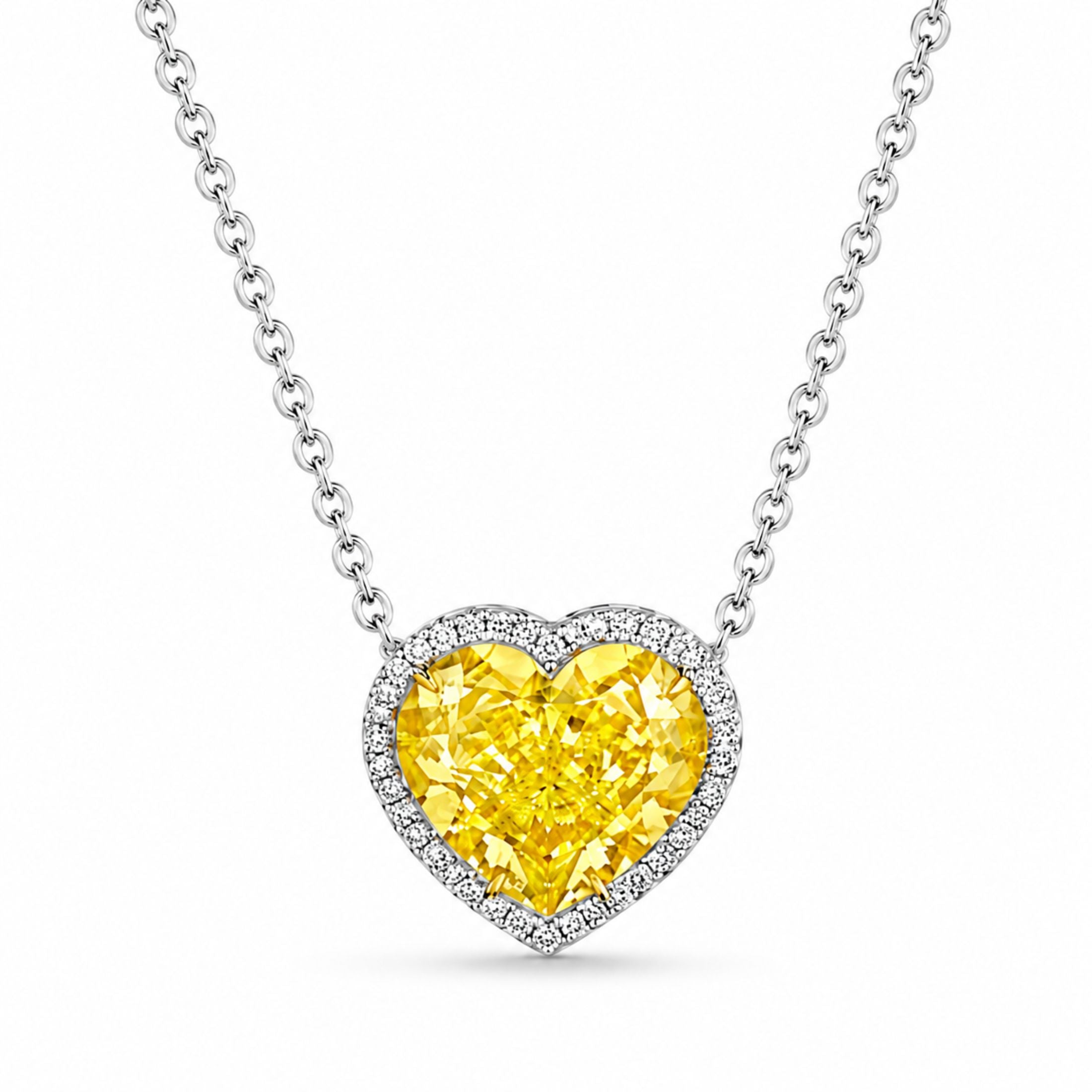 Lilin Heart 5.94 Carat Diamond Pendant Necklace in Platinum & 18K White Gold
