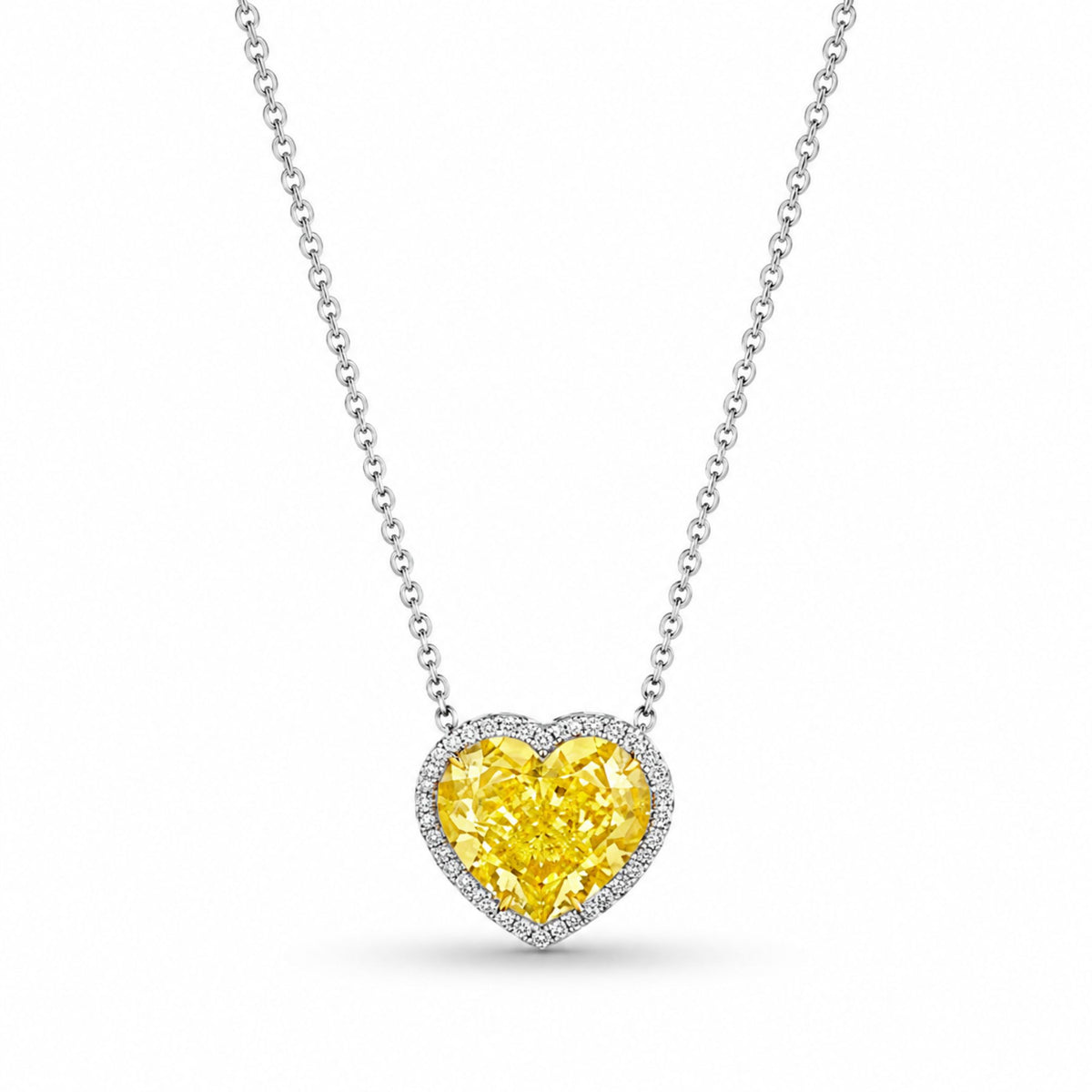 Lilin Heart 5.94 Carat Diamond Pendant Necklace in Platinum & 18K White Gold