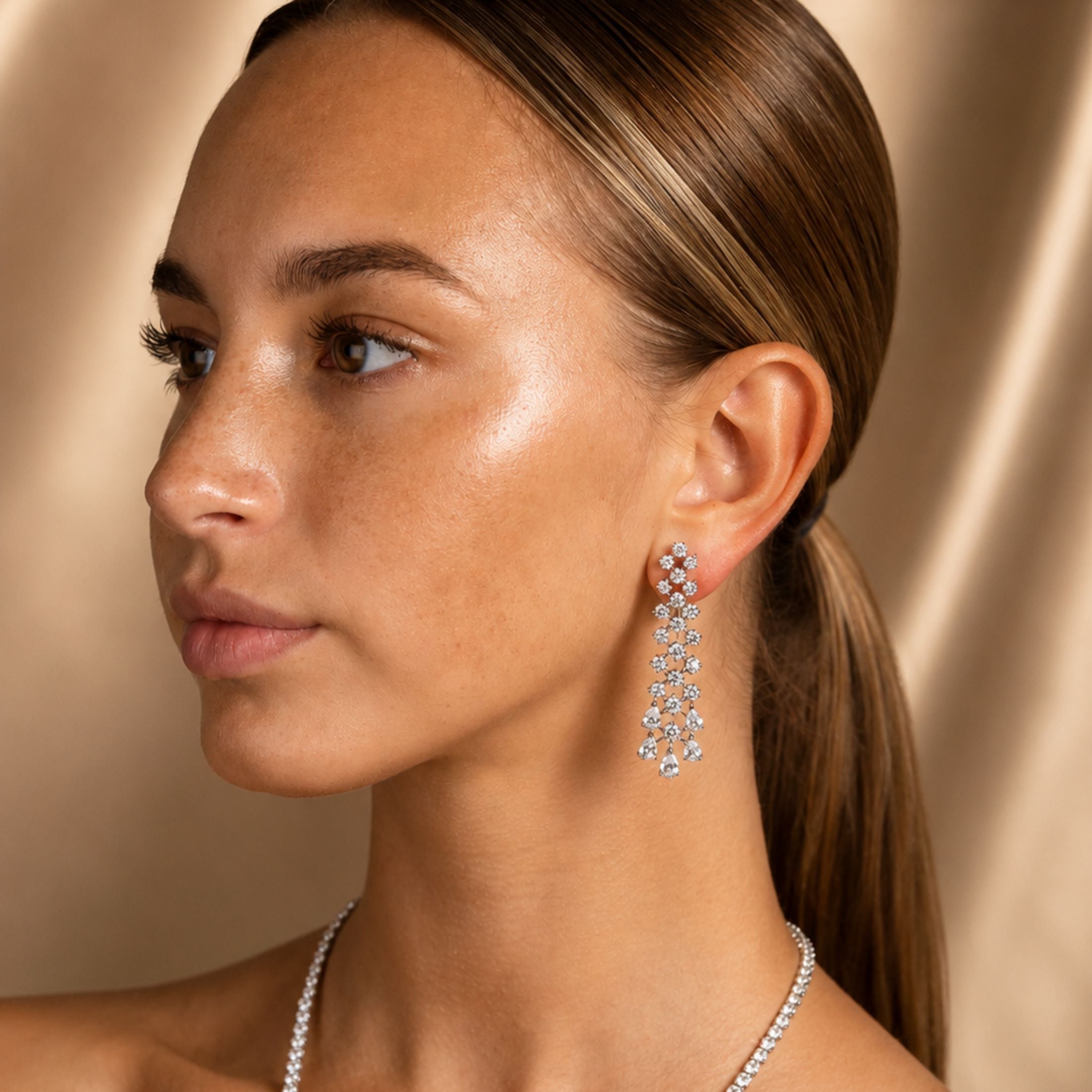 Lily of the Valley 10.84 Carat Diamond Dangle Earrings in 18K White Gold
