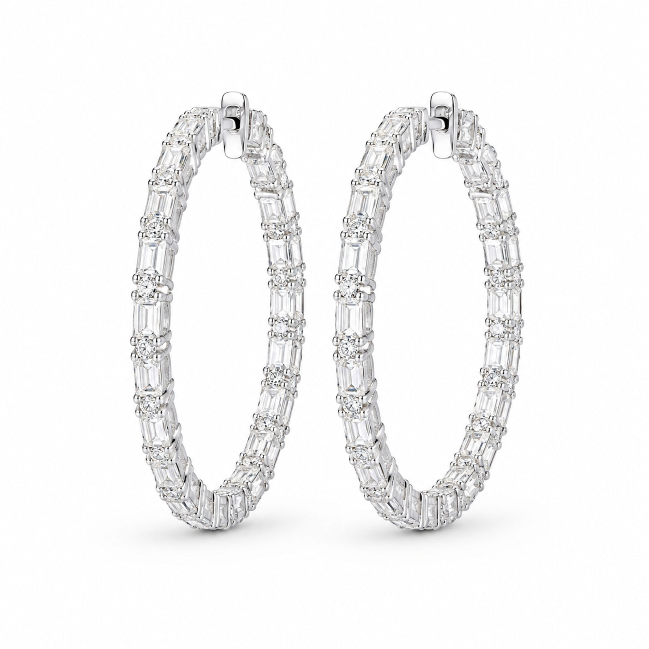 Lucent Loop 16.59 Carat Diamond Hoop Earring in 18K White Gold
