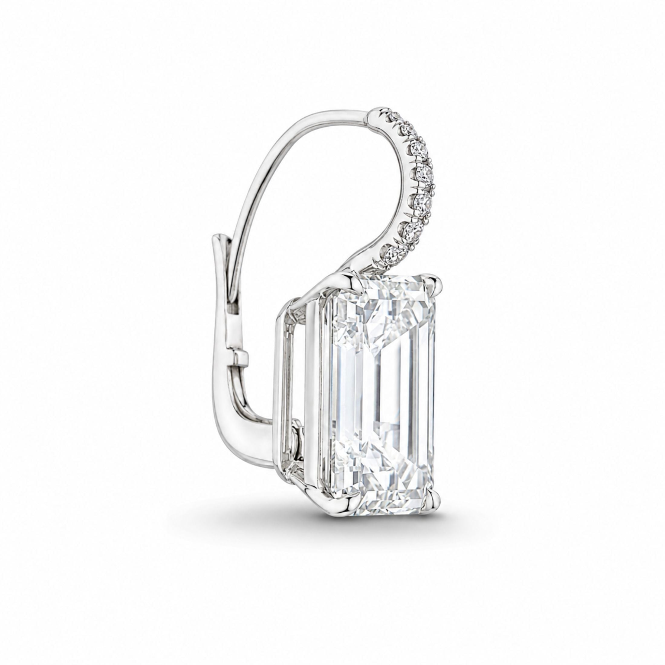 Lucent Prism 14.2 Emerald Cut Diamond Earrings in Platinum