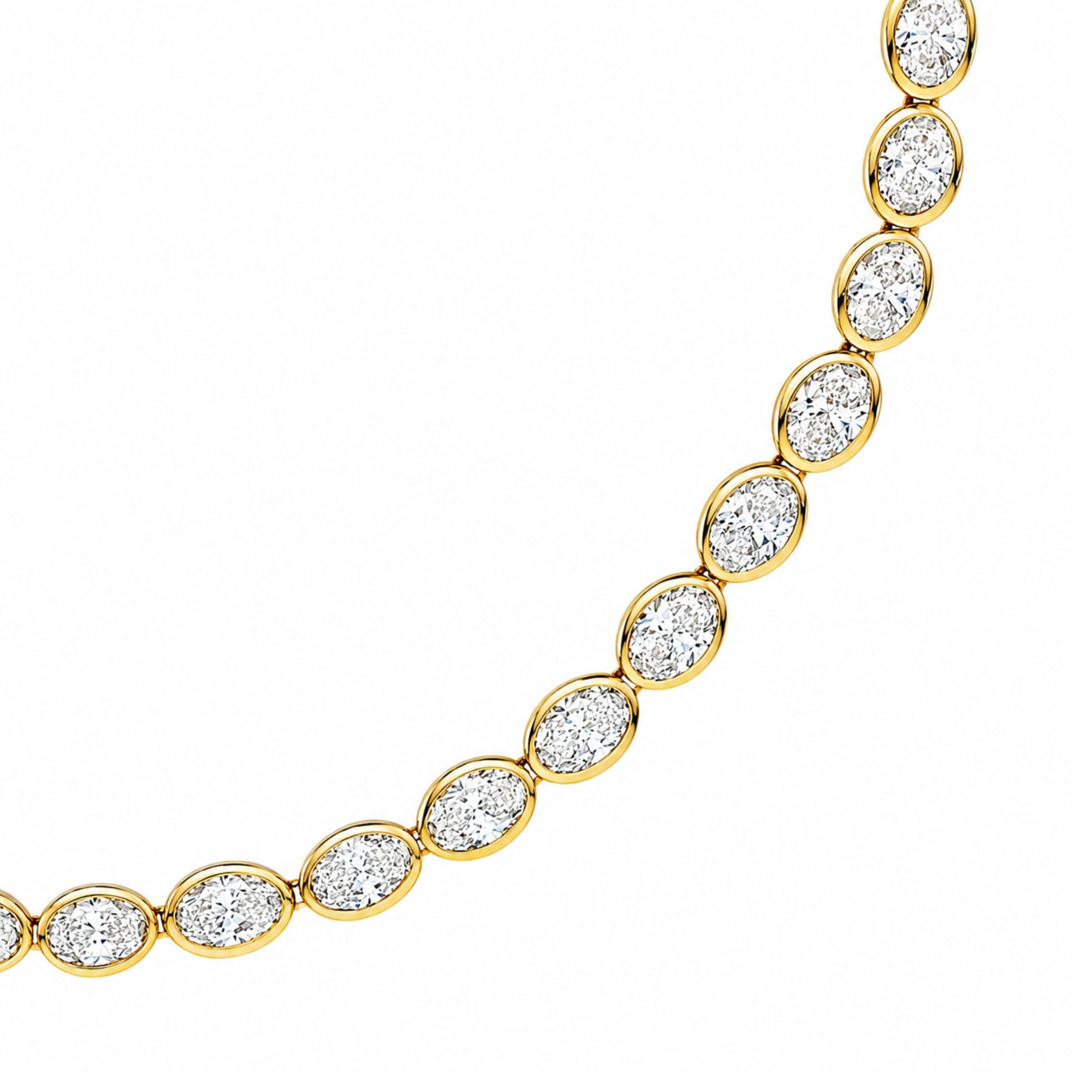 Luciana 46.95 Carat Bezel-Set Oval Diamond Necklace in 14K Yellow Gold