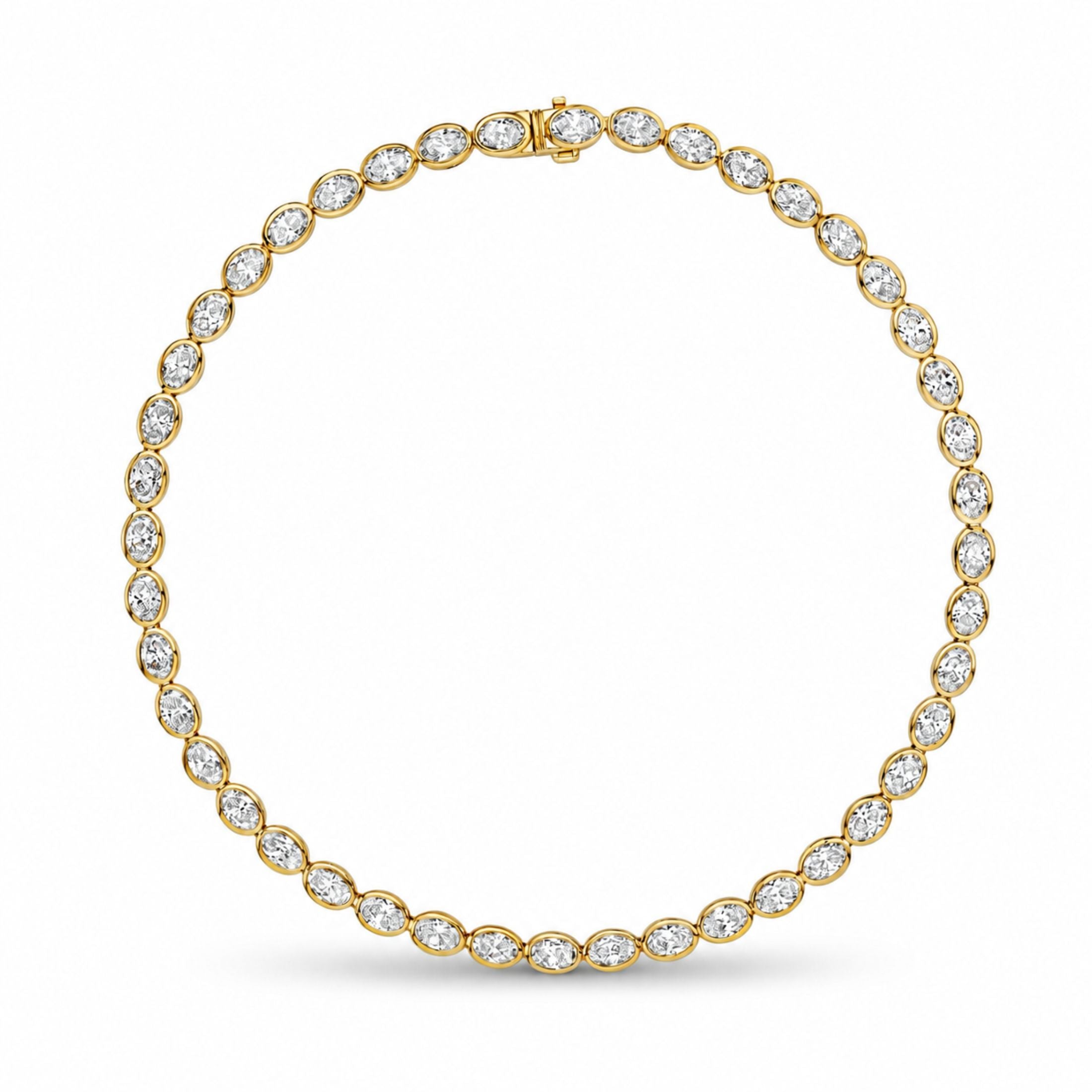 Luciana 46.95 Carat Bezel-Set Oval Diamond Necklace in 14K Yellow Gold