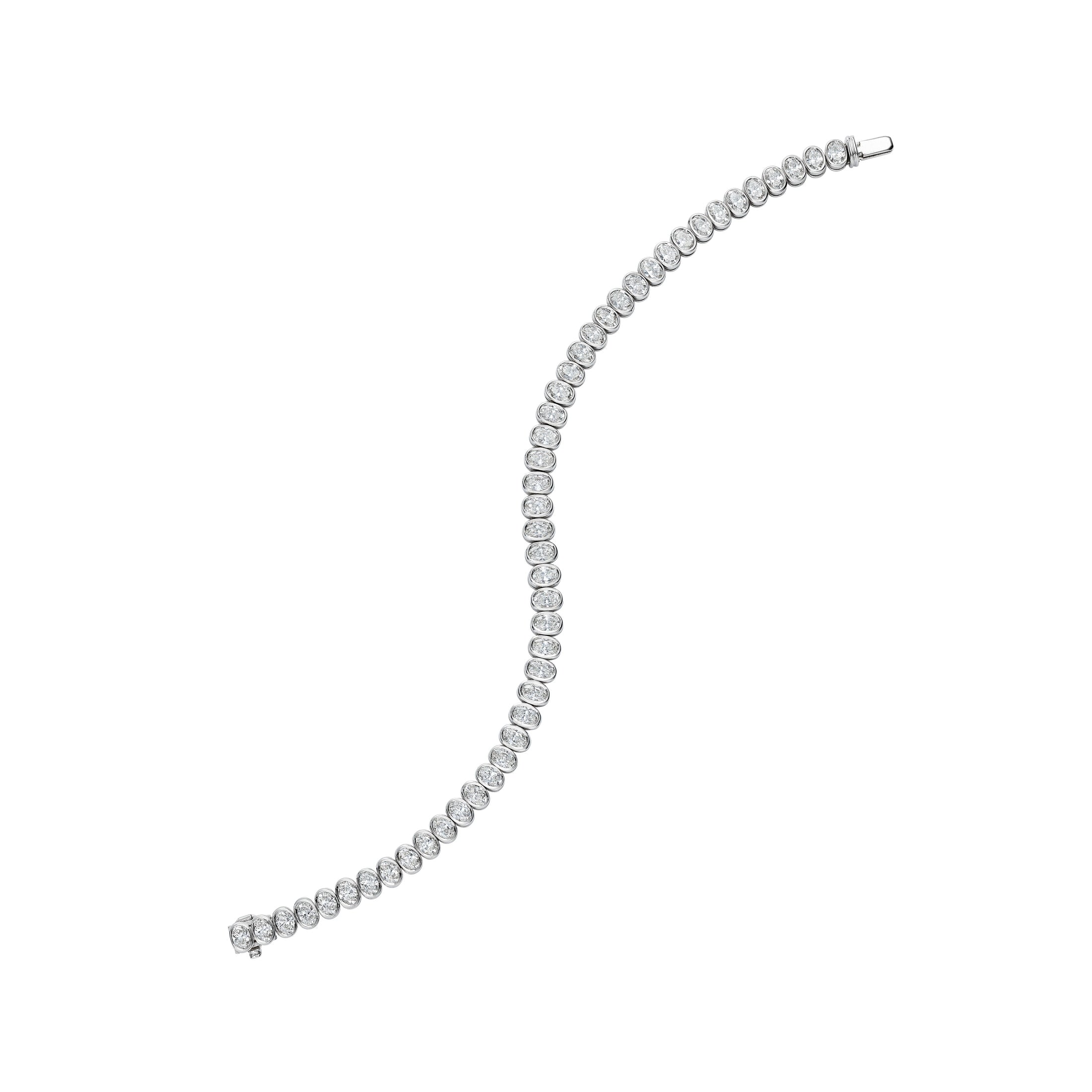 Leviev Lumi oval diamond tennis bracelet in 18K white gold with bezel set stones