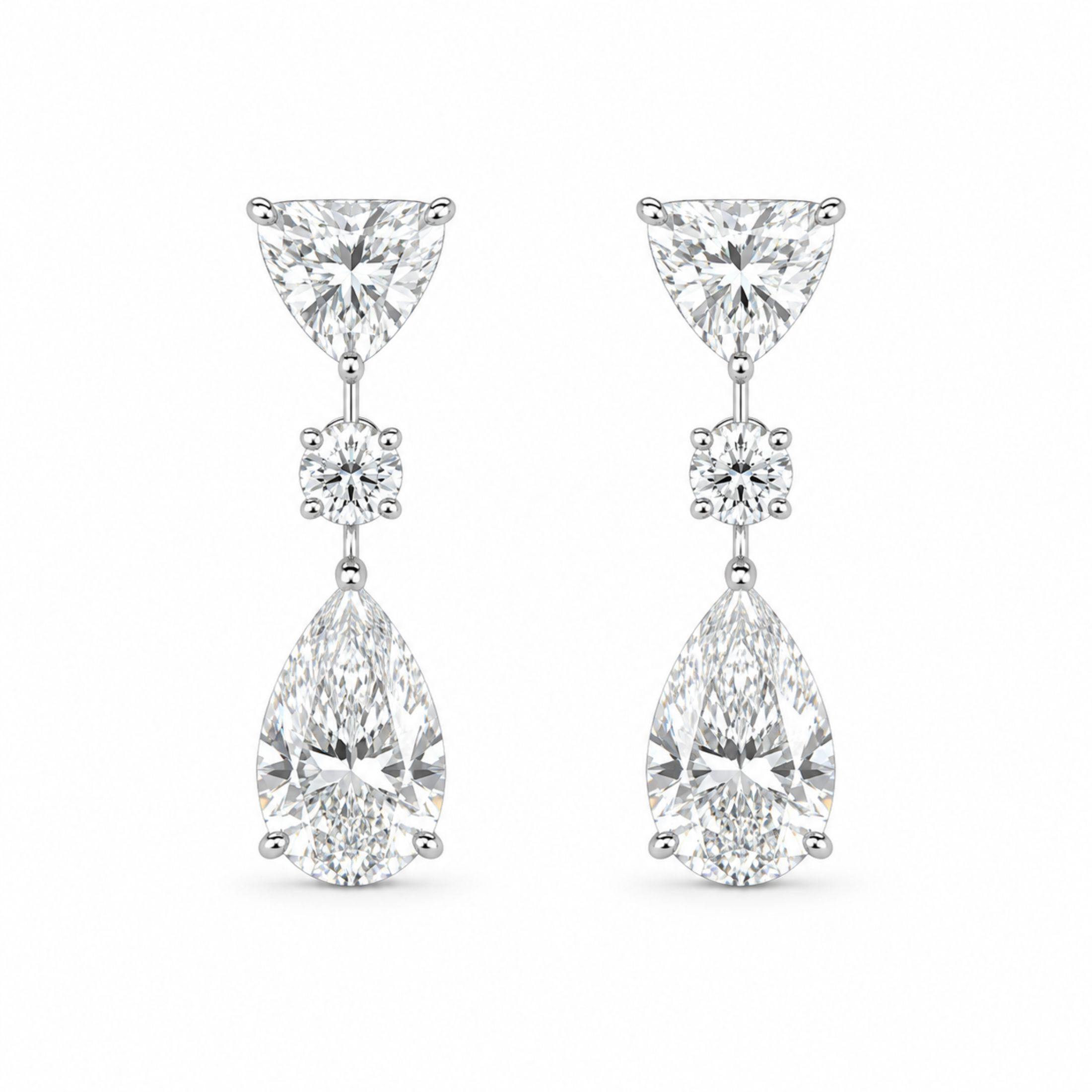 Lumiara 16.10 Carat Diamond Drop Earring in 18K White Gold