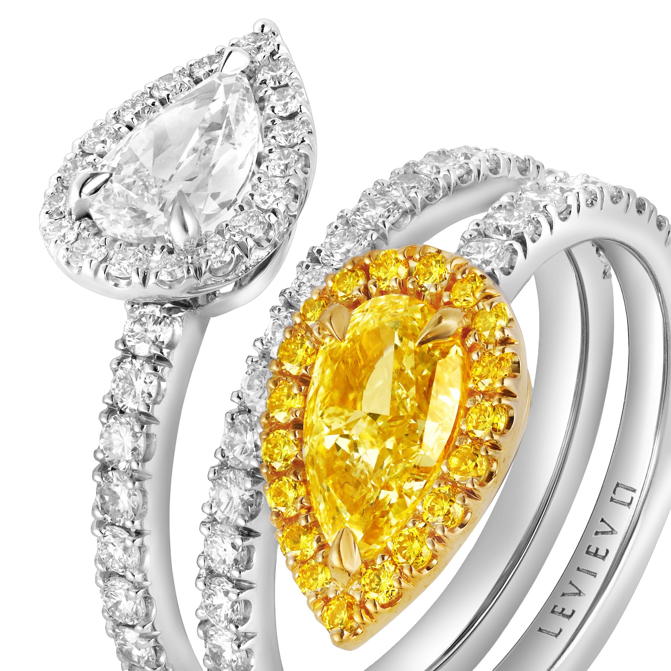 Lumina 2.62 Carat Fancy Light Yellow & White Diamond Triple Bypass Ring in 18K Gold