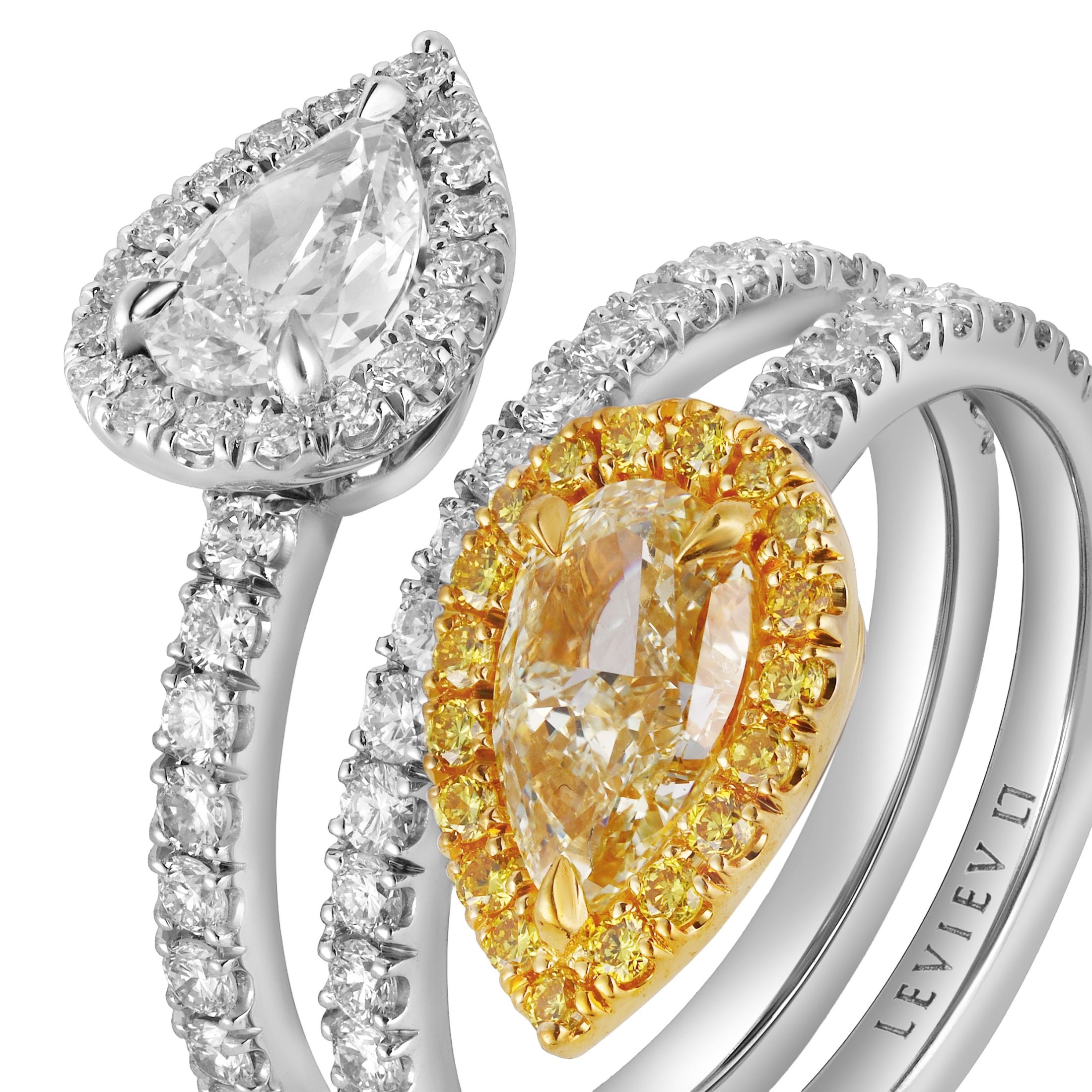 Lumina 2.62 Carat Fancy Light Yellow & White Diamond Triple Bypass Ring in 18K Gold
