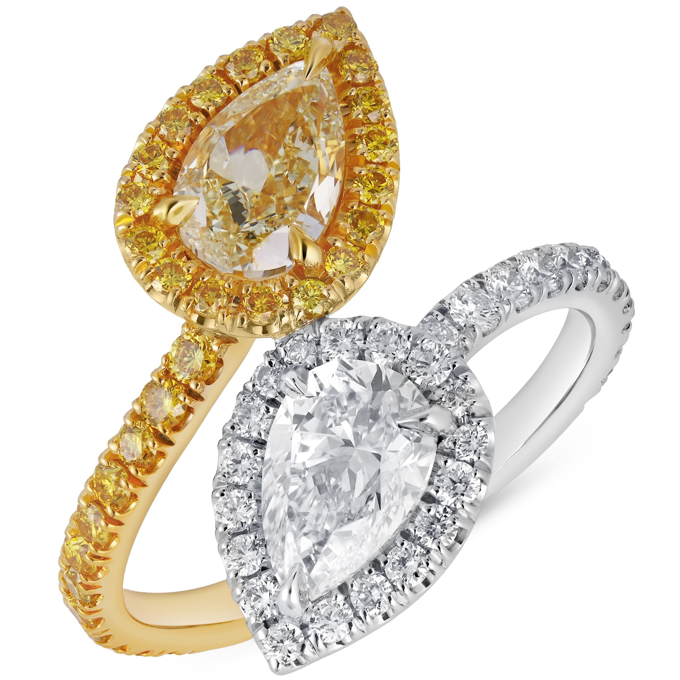Lumina 2.66 Carat Fancy Light Yellow & White Diamond Bypass Ring in 18K Gold