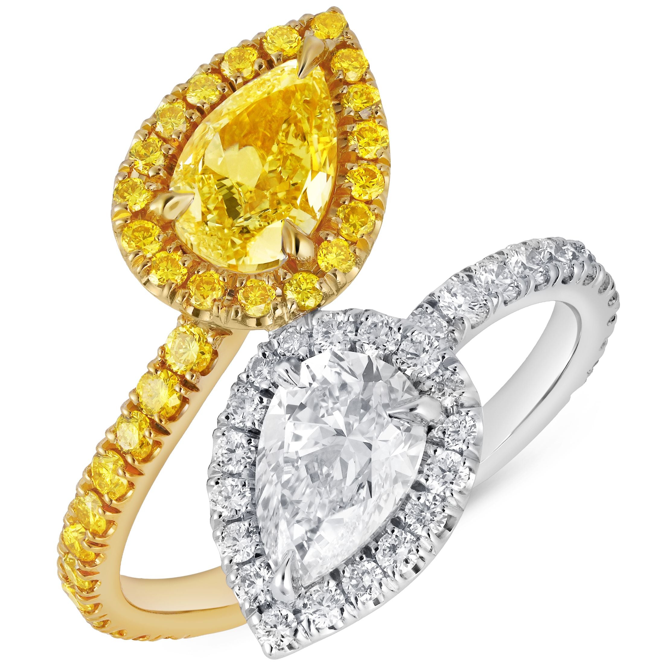 Lumina 2.66 Carat Fancy Light Yellow & White Diamond Bypass Ring in 18K Gold