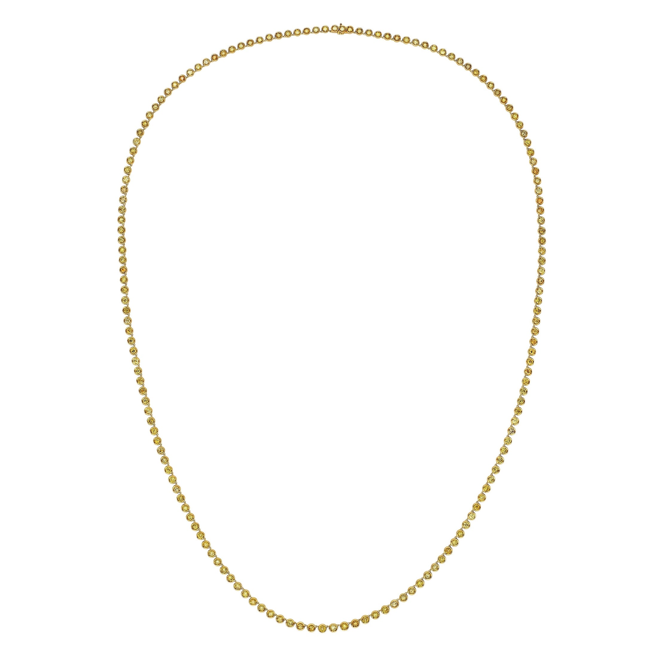 Luminary Élan single-strand 18KT yellow gold diamond necklace with round bezel-set stones