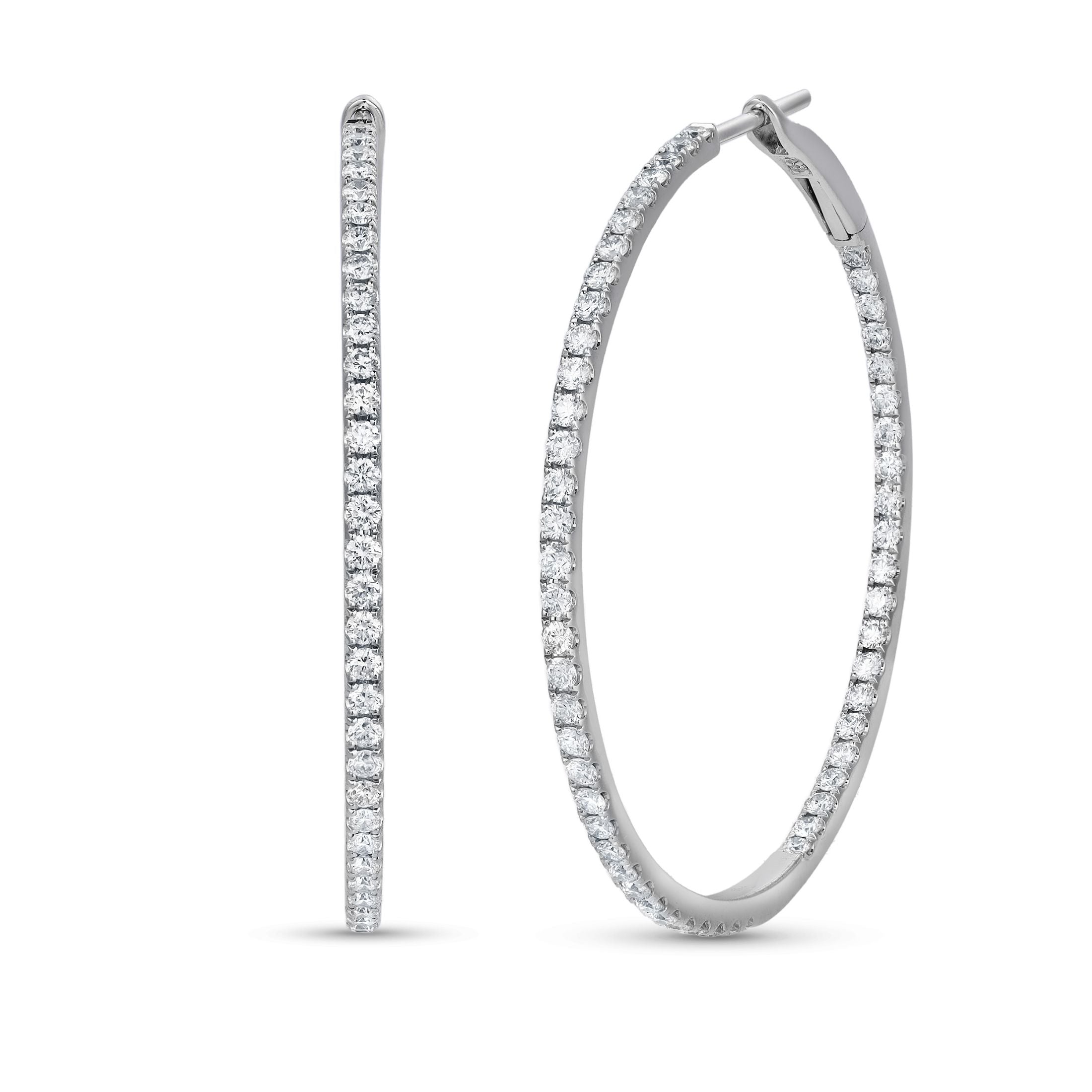 Luna 1.46 Carat Diamond Hoop Earrings in 18K White Gold