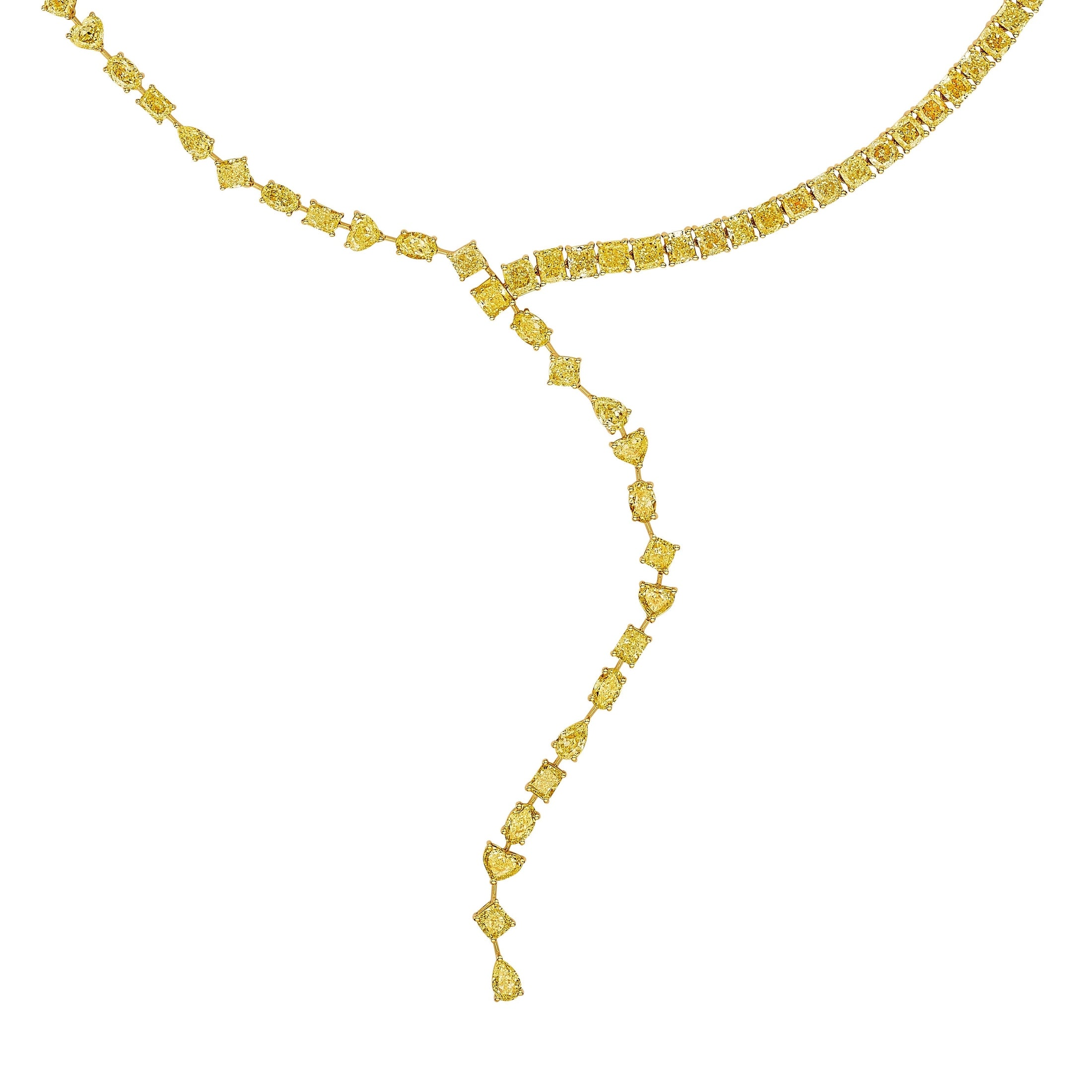 Lustre Étoilée 18K yellow gold Y-shaped pendant necklace with mixed-cut natural yellow diamonds