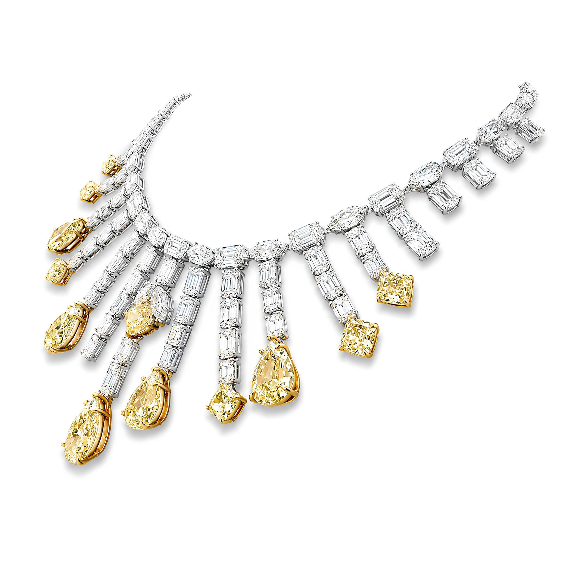Lysis 77.70 Carat Diamond Riviera Necklace in 18K White Gold