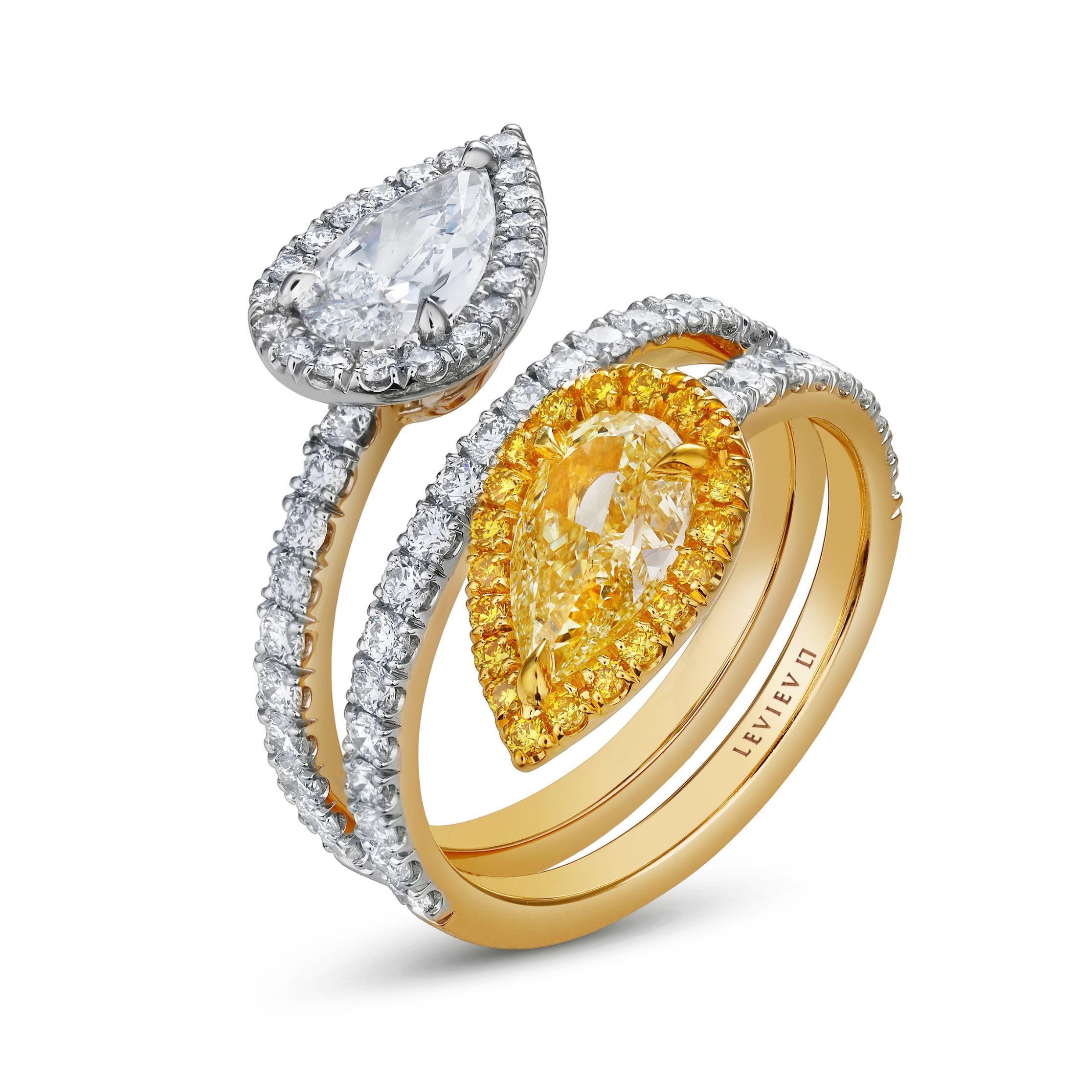 Madeleine 2.80 Carat Pear Cut Diamond Bypass Ring in 18K Gold