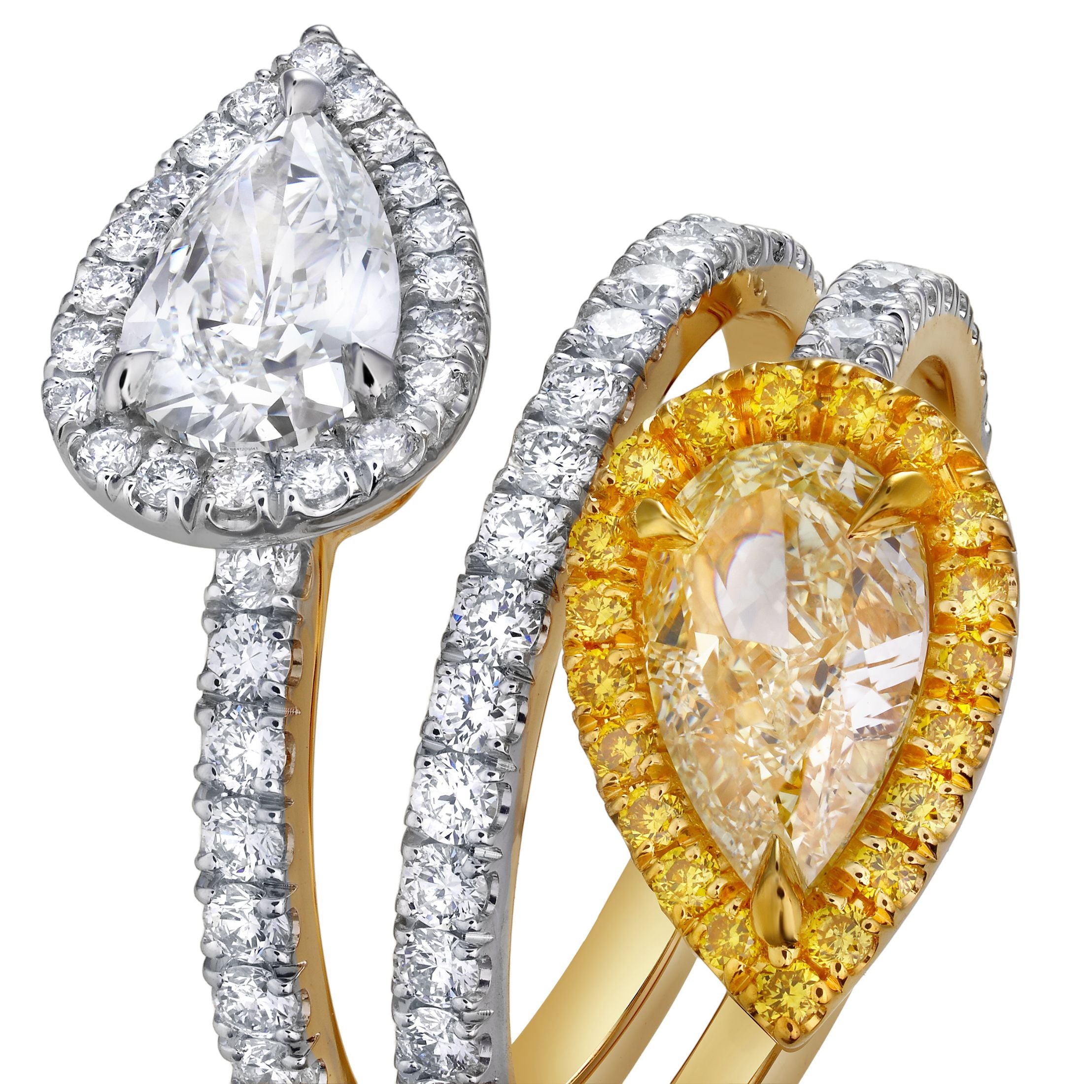 Madeleine 2.80 Carat Pear Cut Diamond Bypass Ring in 18K Gold