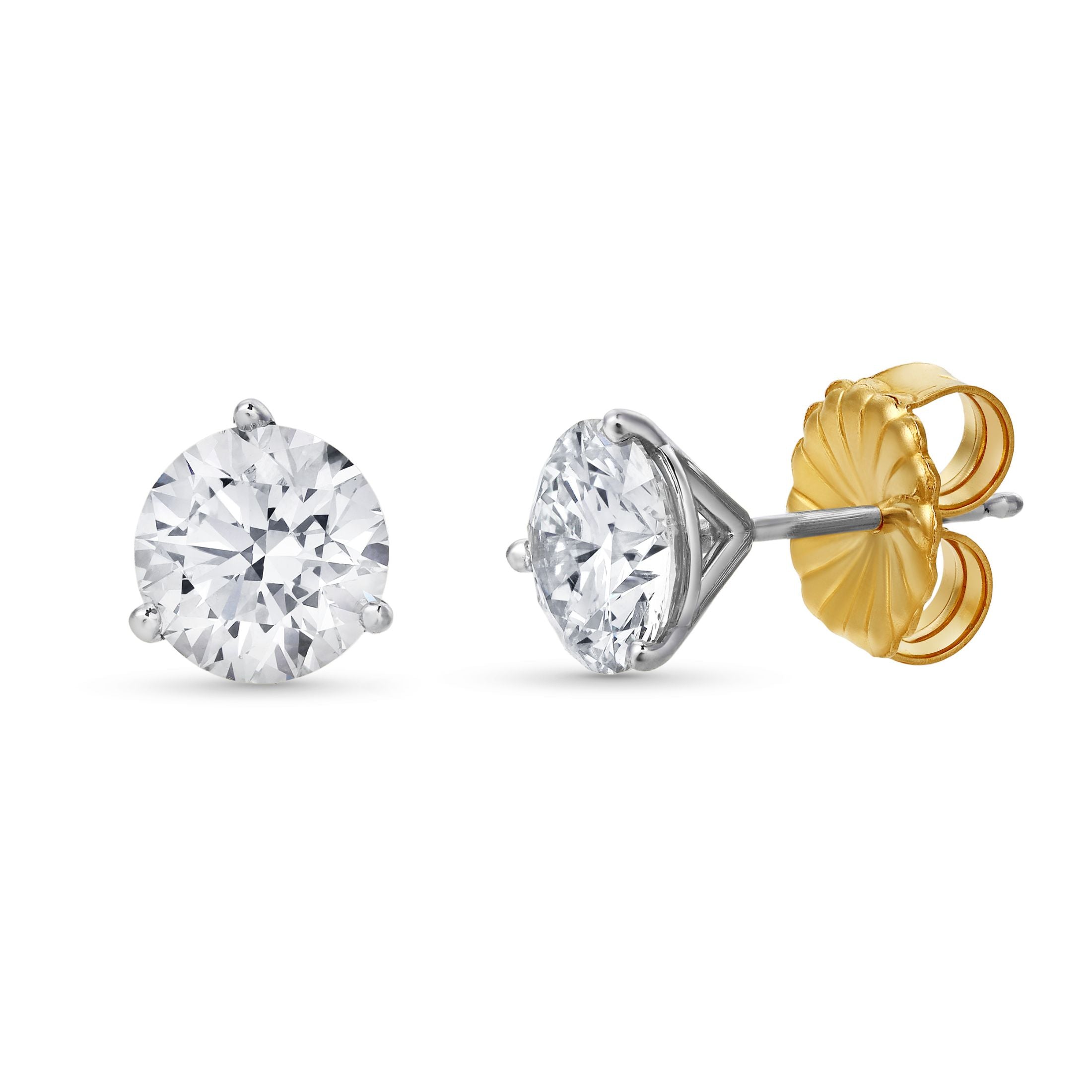 Madison 4.14 Carat Diamond Stud Earrings in 14K Gold