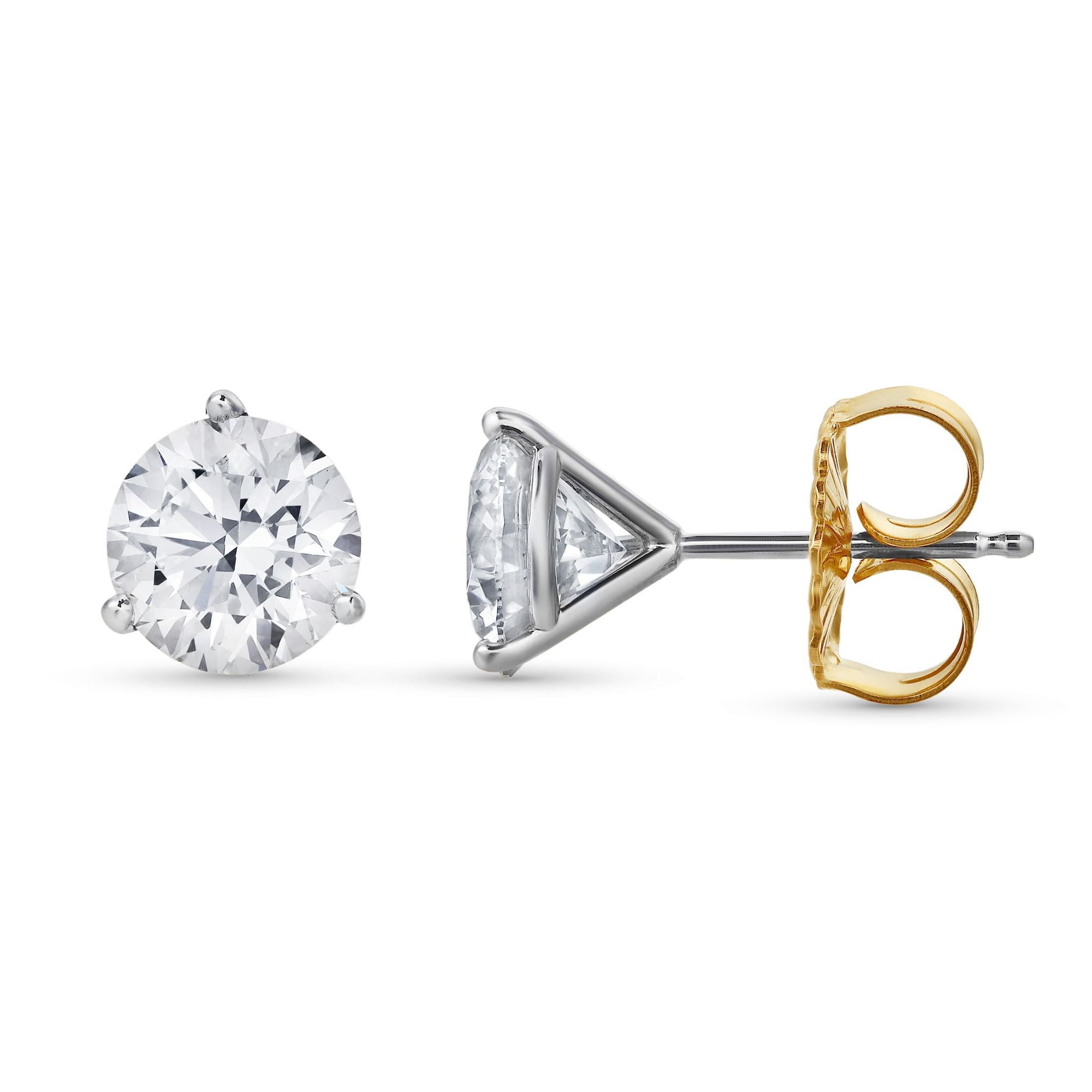 Madison 4.14 Carat Diamond Stud Earrings in 14K Gold