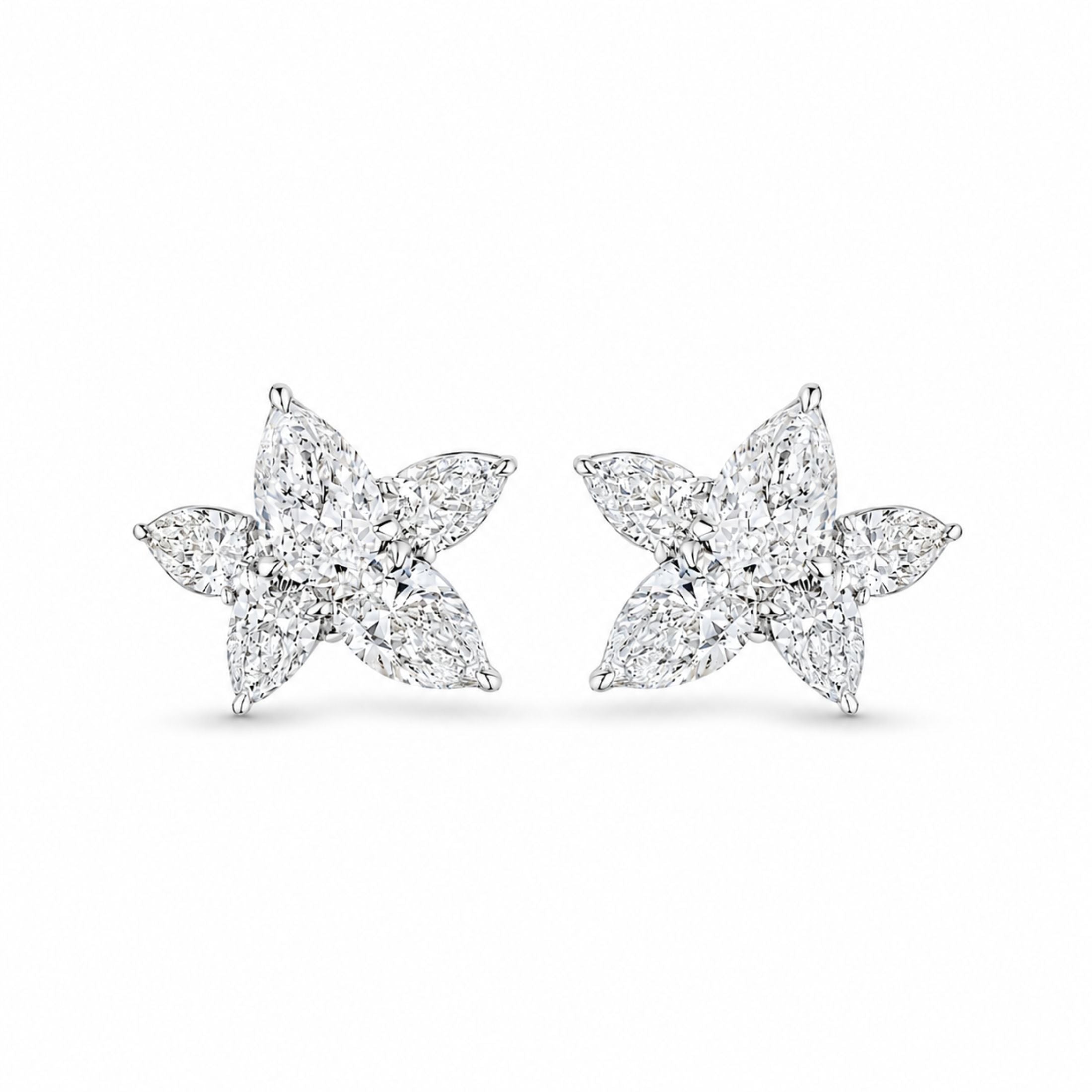 Maeve 5.05 carat marquise diamond floral stud earrings front view