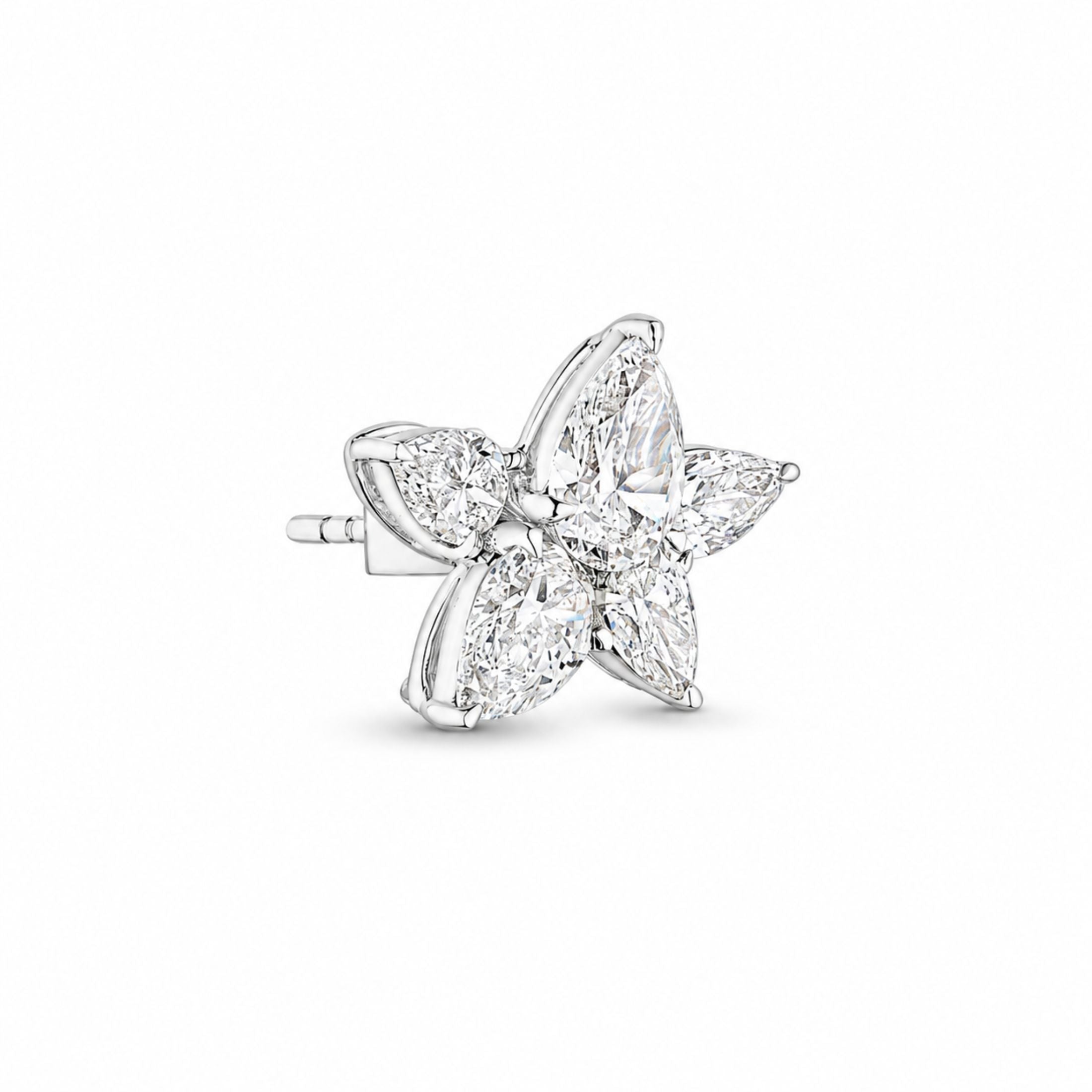 Leviev Maeve 18K white gold diamond cluster stud earring side view