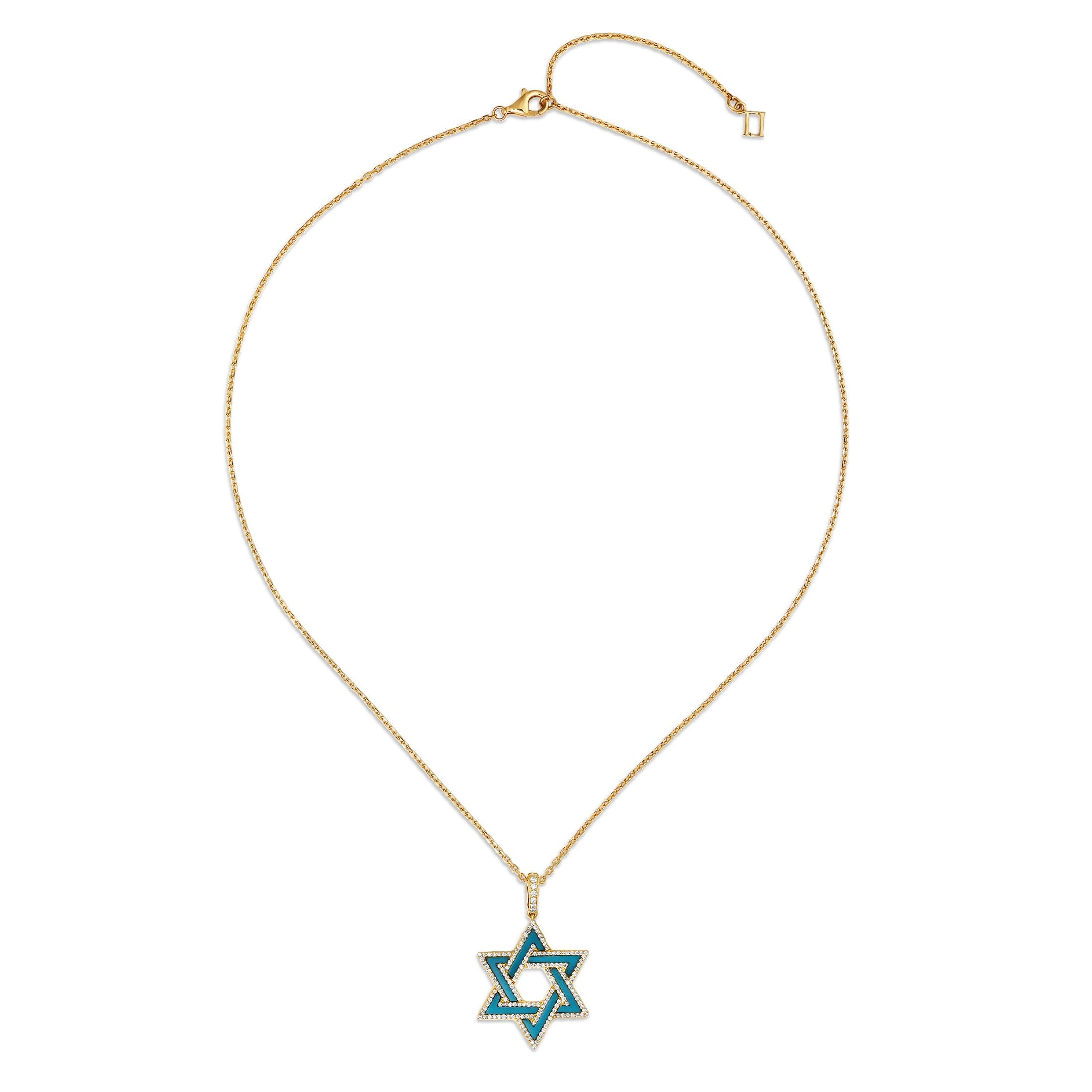 Magen Azure 1.45 Carat Turquoise & Diamond Star of David Pendant