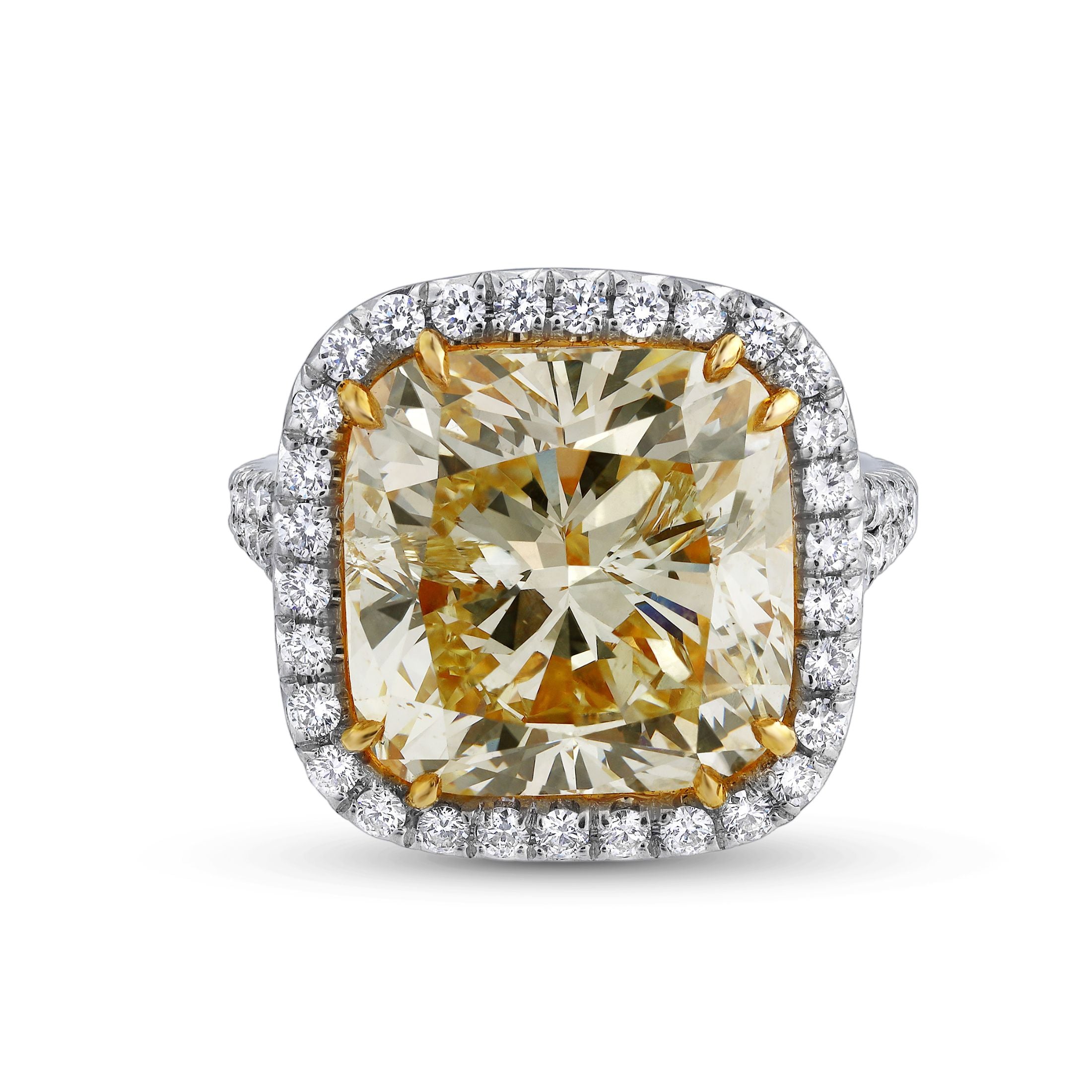 Marcella 11.46 Carat Yellow Diamond Halo Ring in 18K White Gold