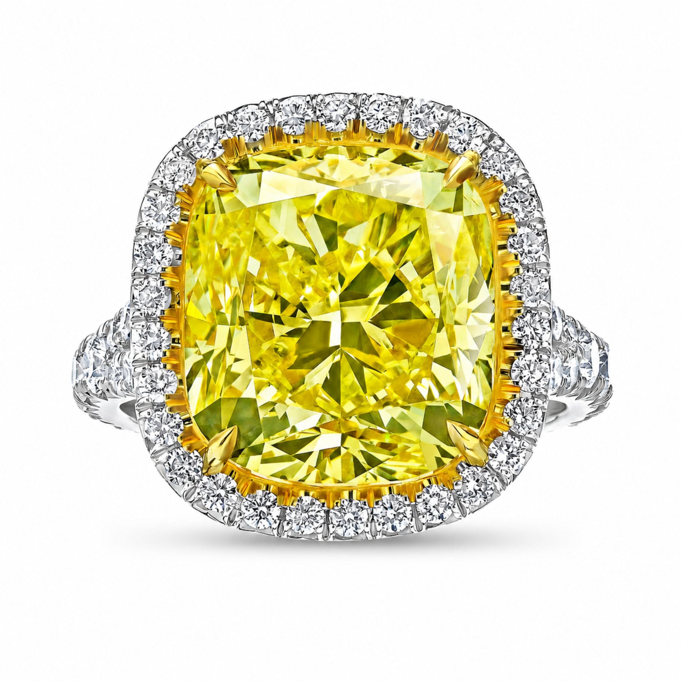 Marcella 11.46 Carat Yellow Diamond Halo Ring in 18K White Gold