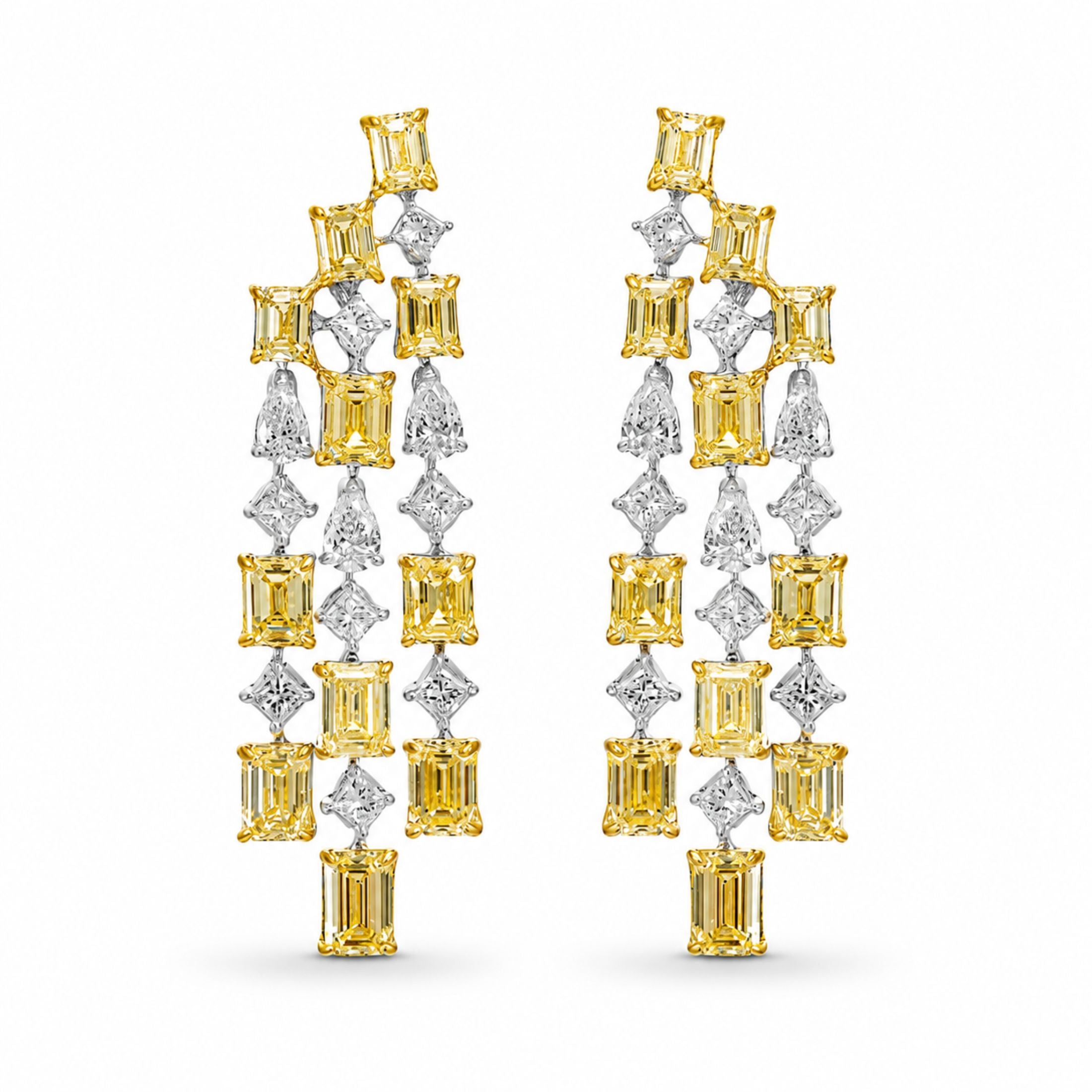 Marigold Cascade 22.23 Carat Diamond Dangle Earring in 18K White Gold