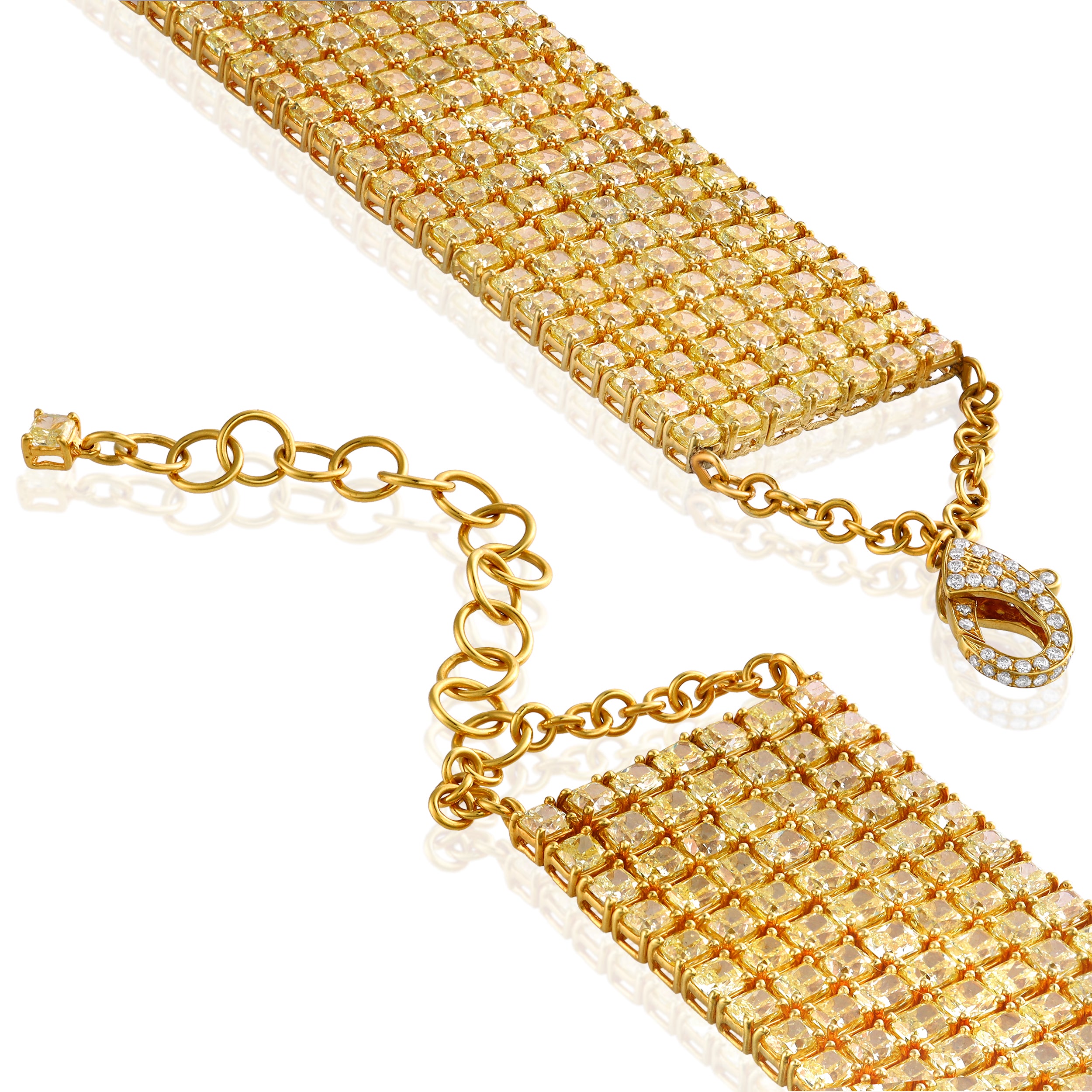 Marques Riscal 103.51 Carat Yellow Diamond Necklace in 18K Yellow Gold
