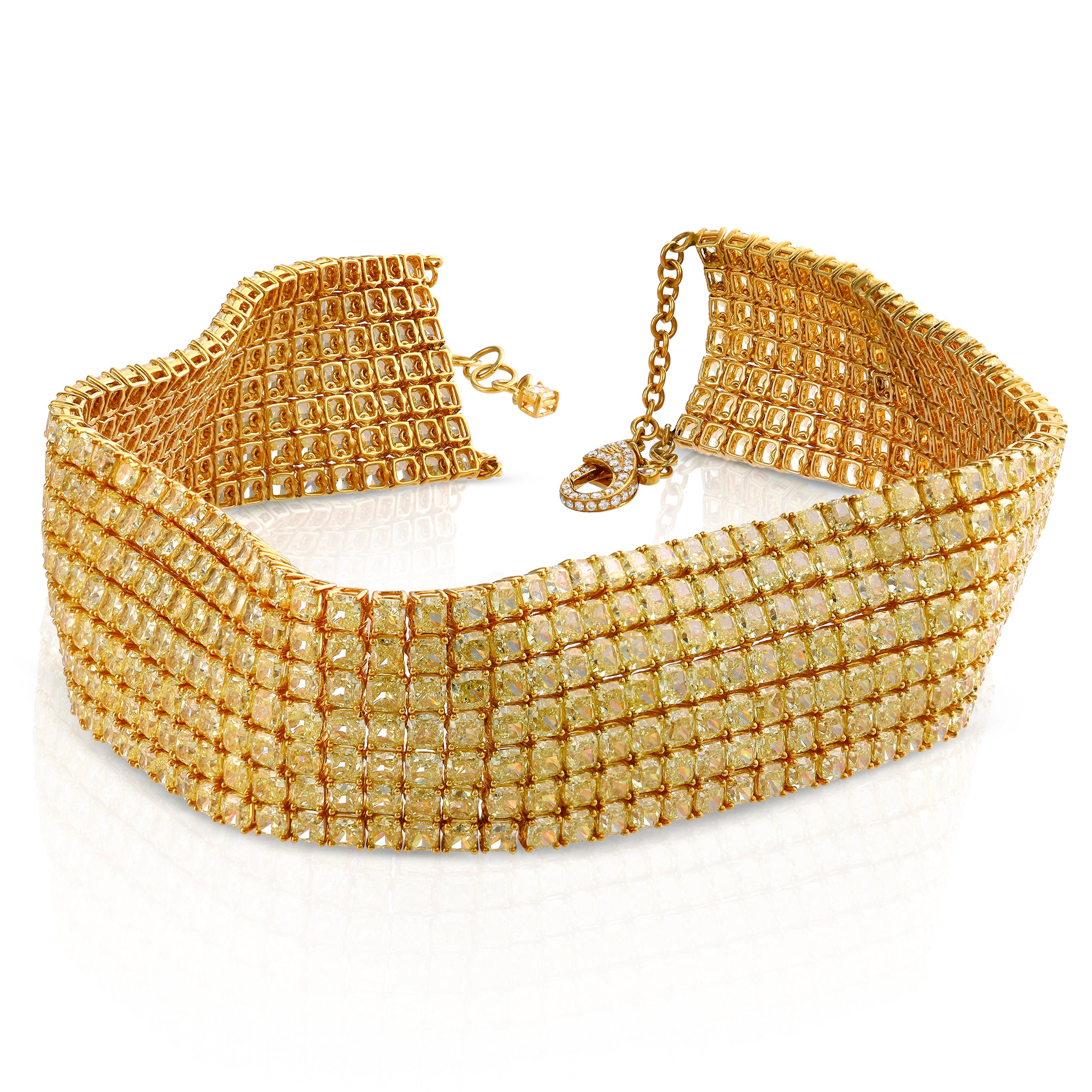 Marques Riscal 103.51 Carat Yellow Diamond Necklace in 18K Yellow Gold