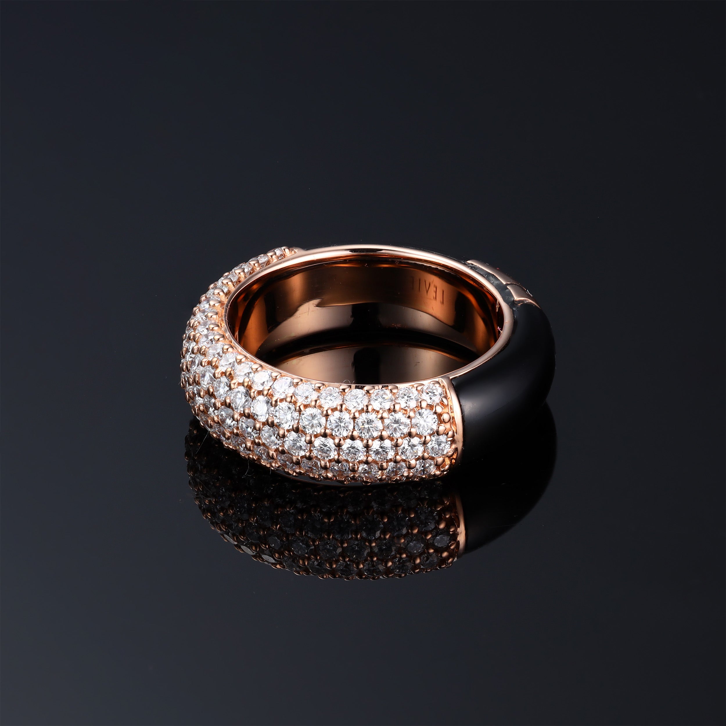 Midnight Pavé 5.53 Carat Diamond & Black Onyx Ring in 18K Rose Gold