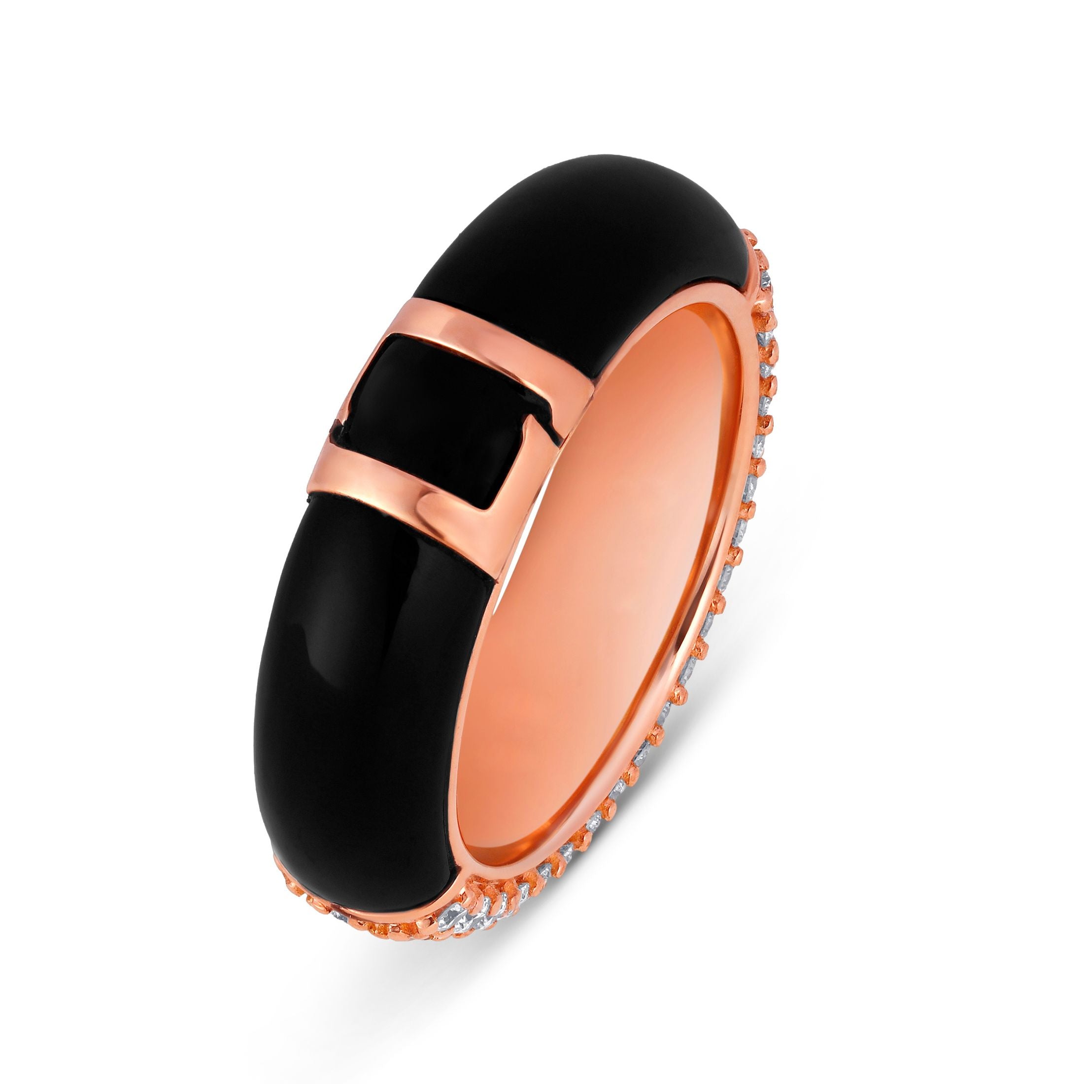 Midnight Pavé 5.53 Carat Diamond & Black Onyx Ring in 18K Rose Gold