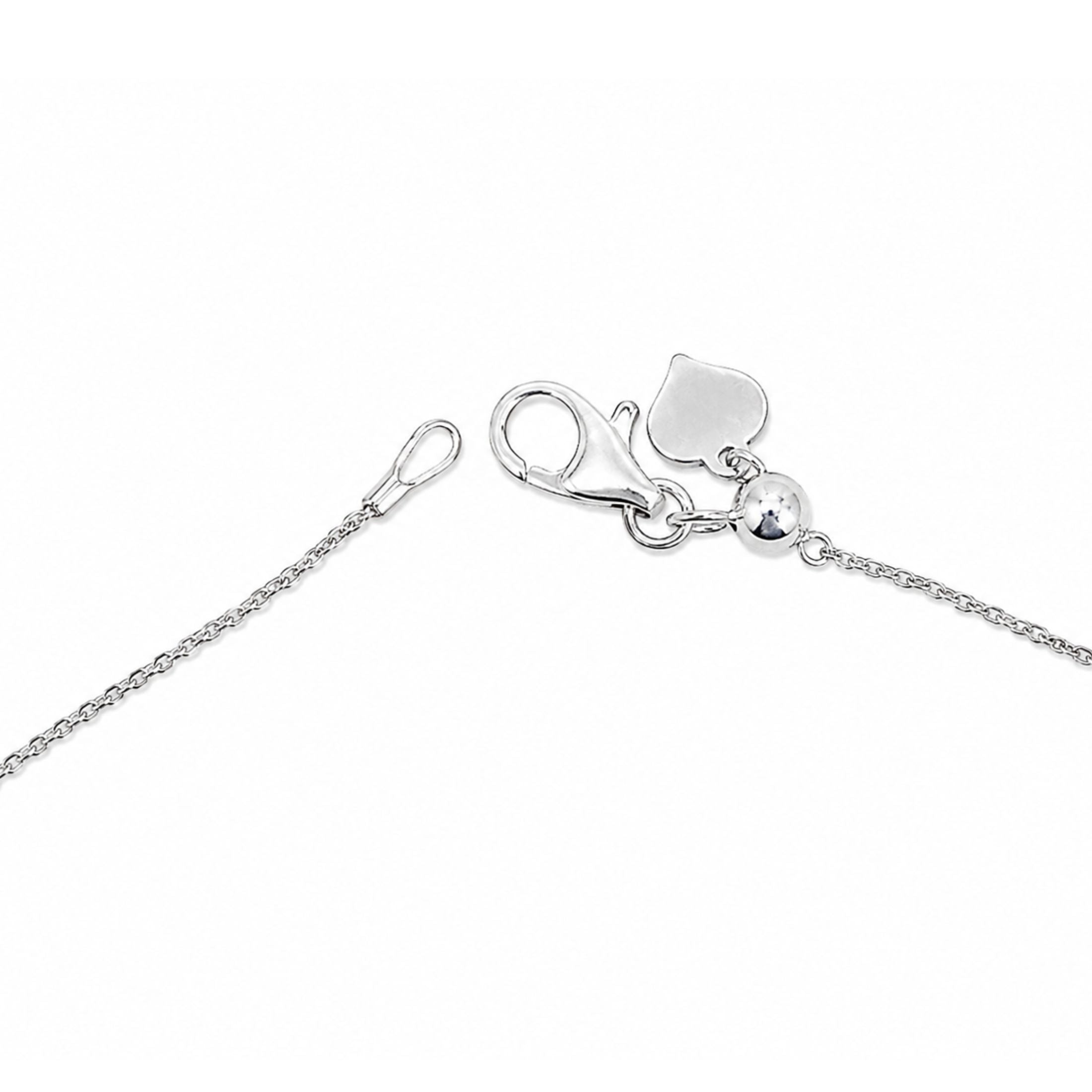 Leviev white gold lobster clasp and heart tag detail on diamond chain
