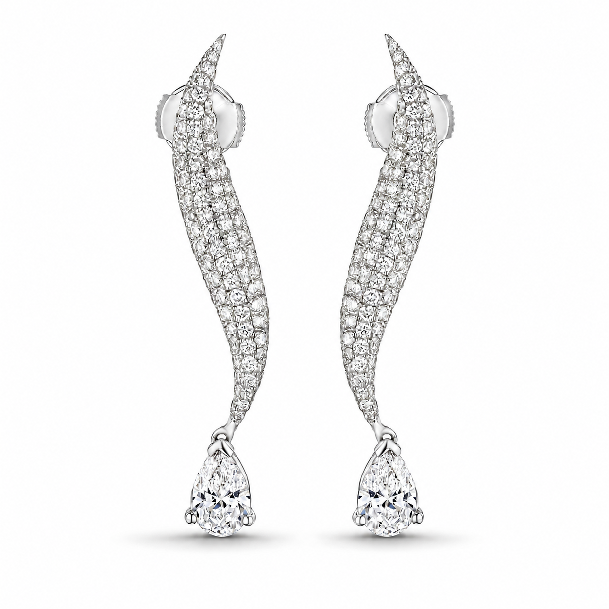 Moonfang 5.27 Carat Diamond Earrings in 18K White Gold
