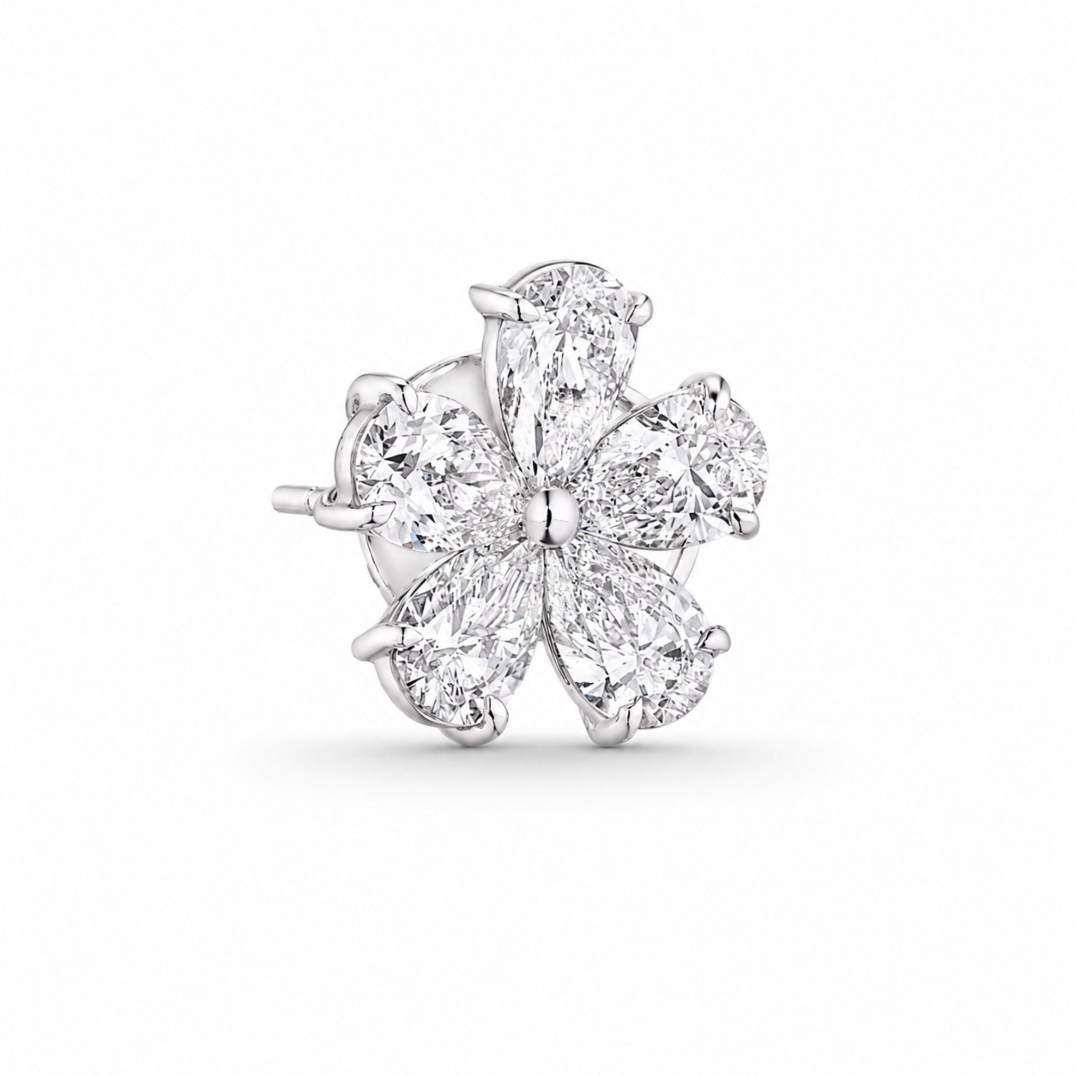 Moonflower 5.13 Carat Diamond Stud Earrings in 18K White Gold