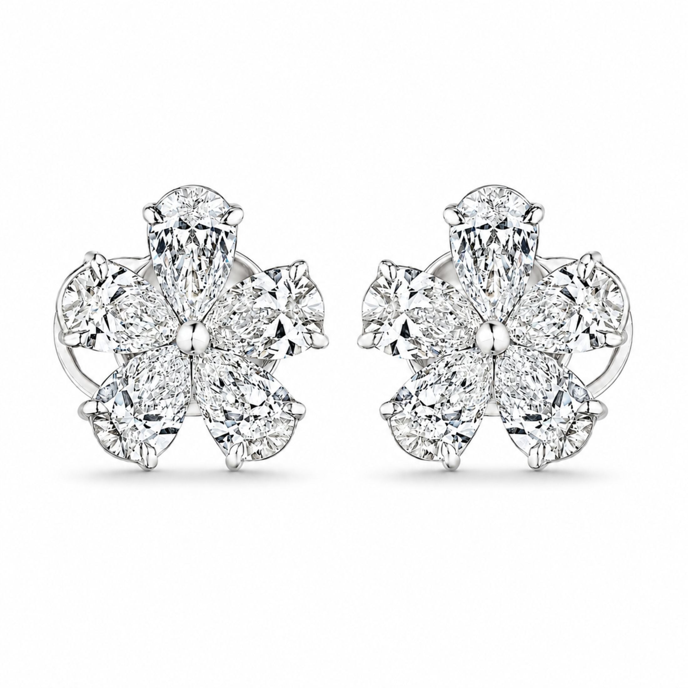 Moonflower 5.13 Carat Diamond Stud Earrings in 18K White Gold