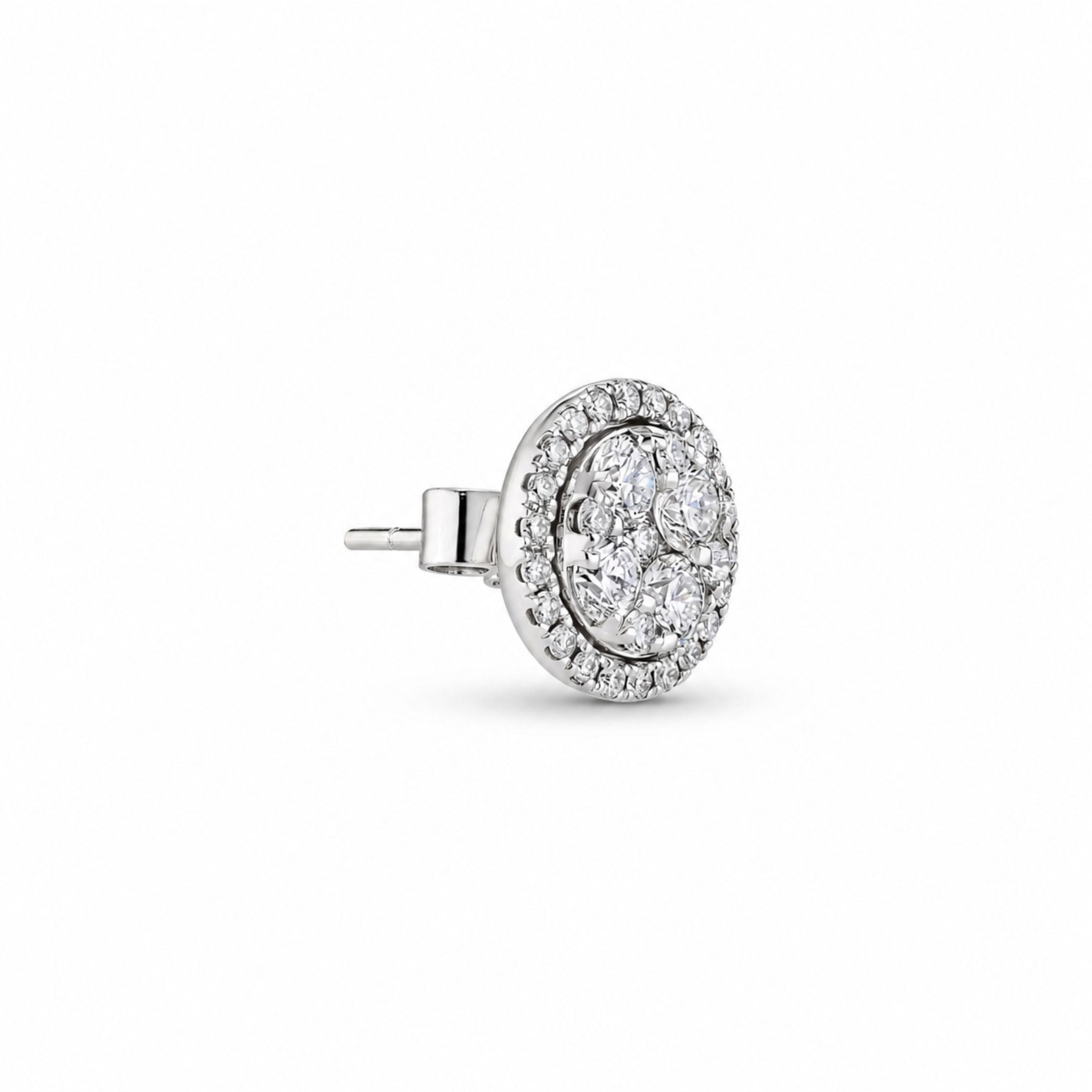 Moonlight Halo 1.75 Carat Diamond Stud Earrings in 18K White Gold