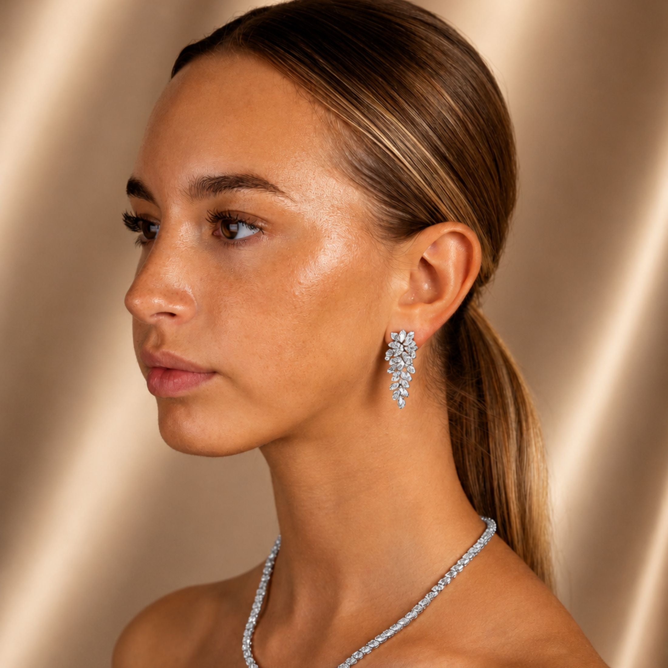 Moonvine Bloom 4.51 Carat Diamond Dangle Earrings in 18K White Gold
