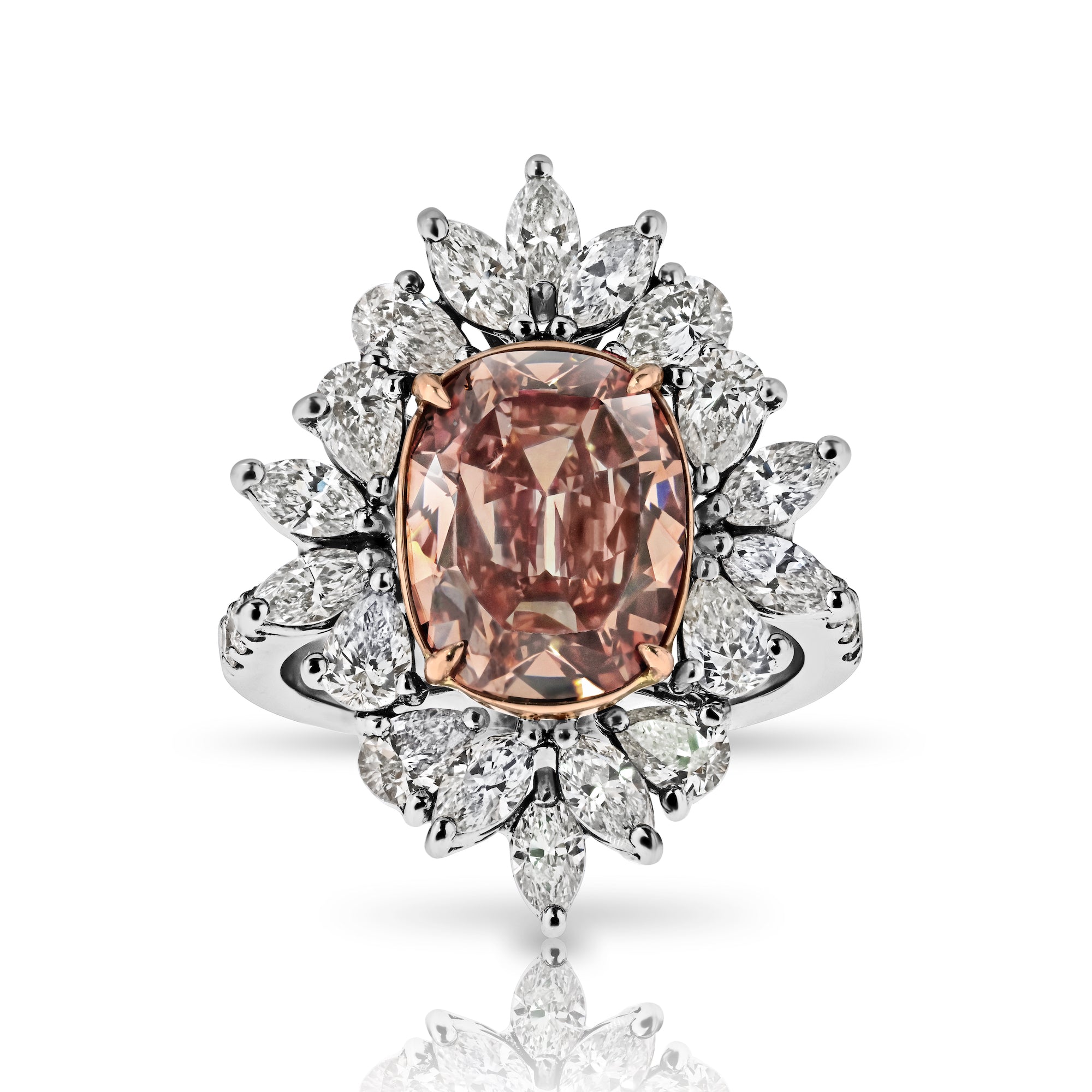 Multi-shape diamond cocktail ring with marquise and pear accents in white gold